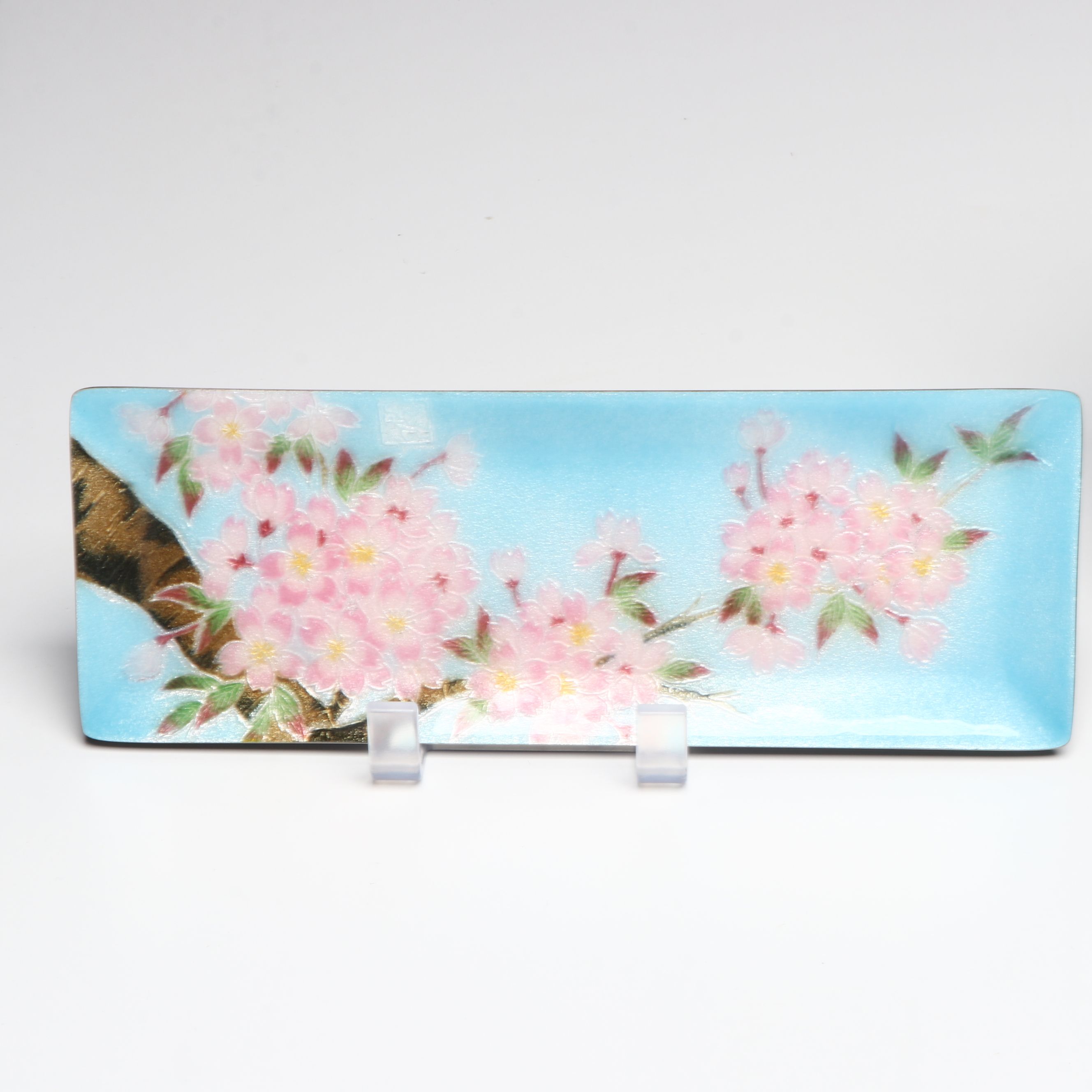 Japanese Ando Cloisonné Floral and Landscape Motif Enamel Trays