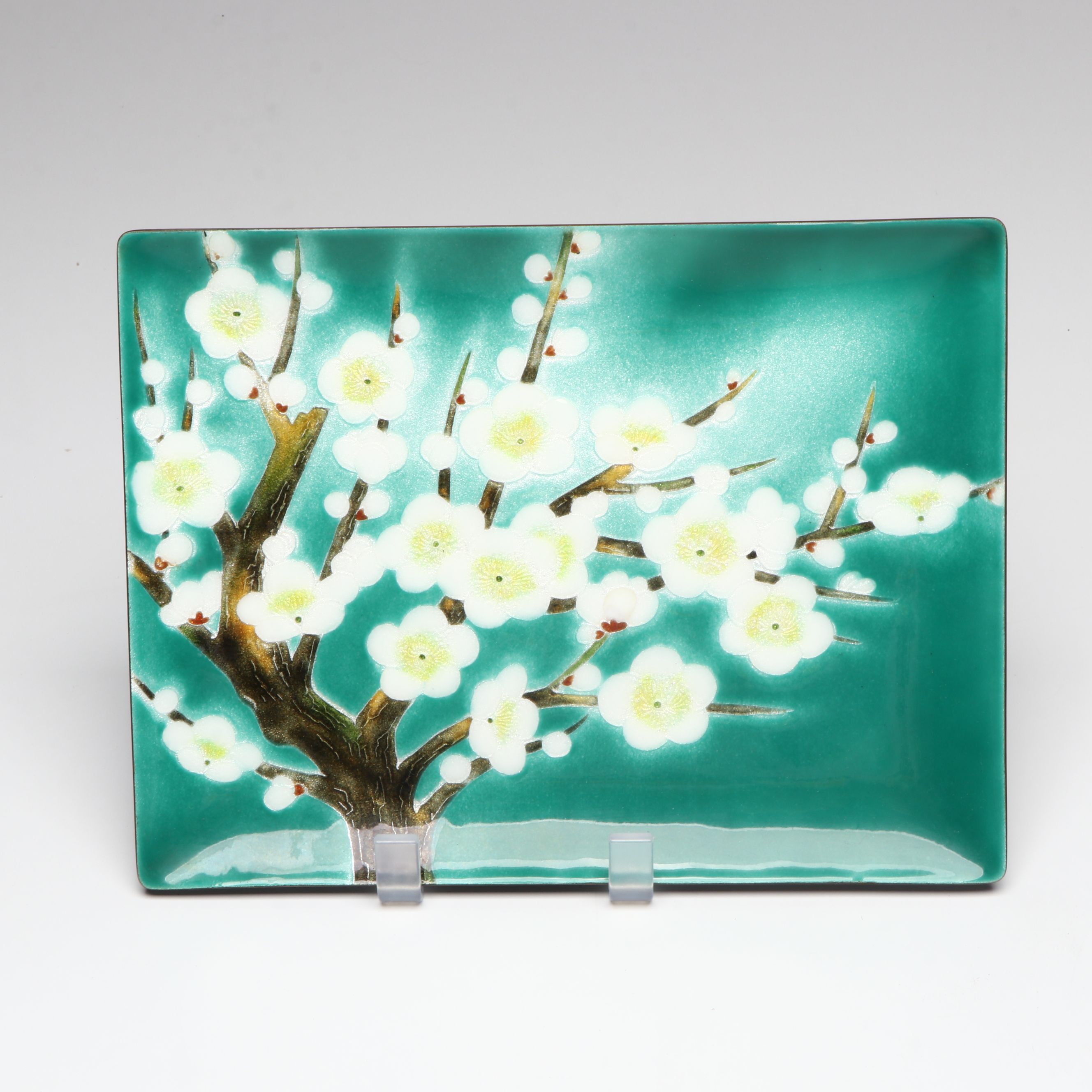 Japanese Ando Cloisonné Floral and Landscape Motif Enamel Trays