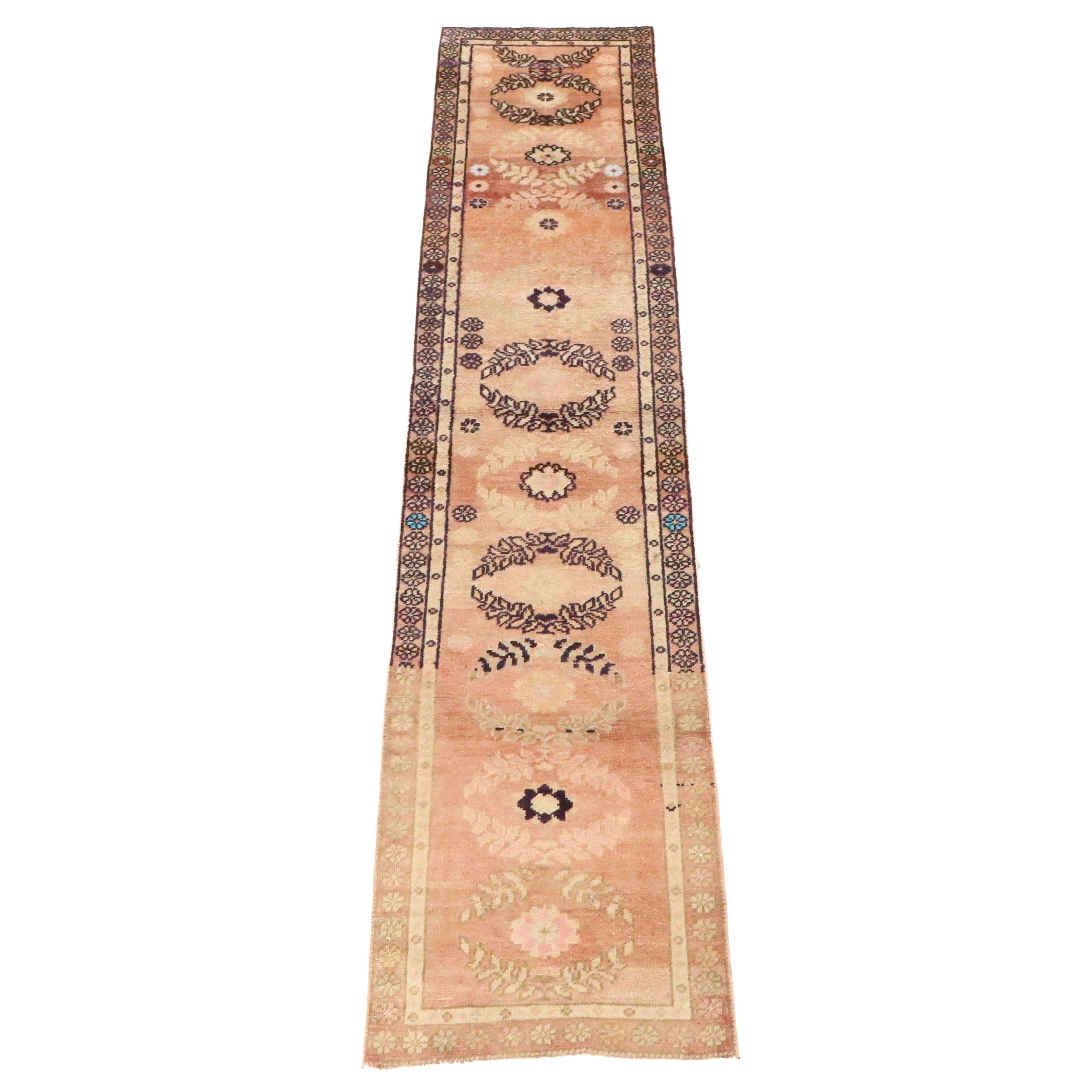 2'8 x 12'8 Hand-Knotted Turkish Oushak Carpet Runner