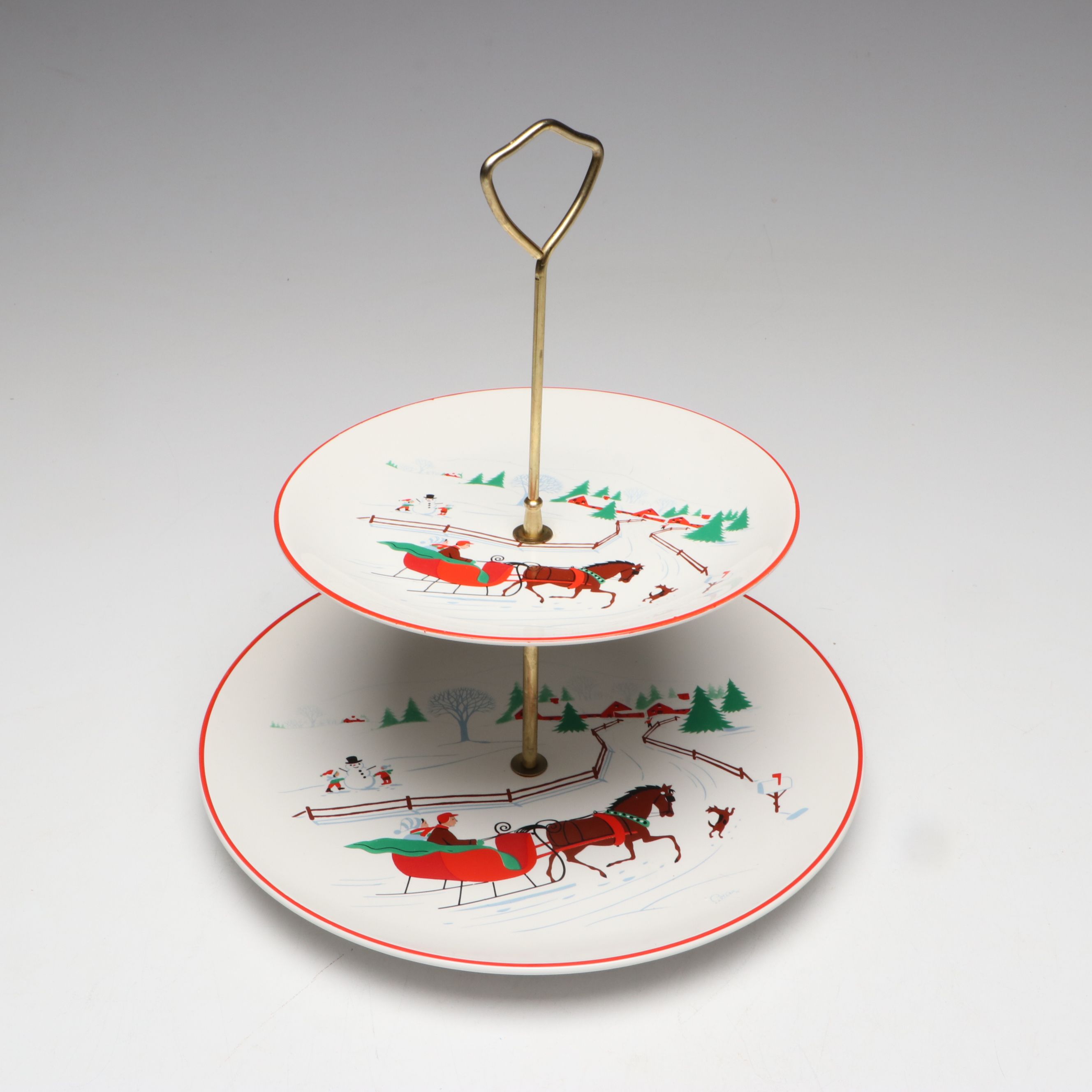 Himark Tiered Server with "King Tom" and More Vintage Holiday Plates