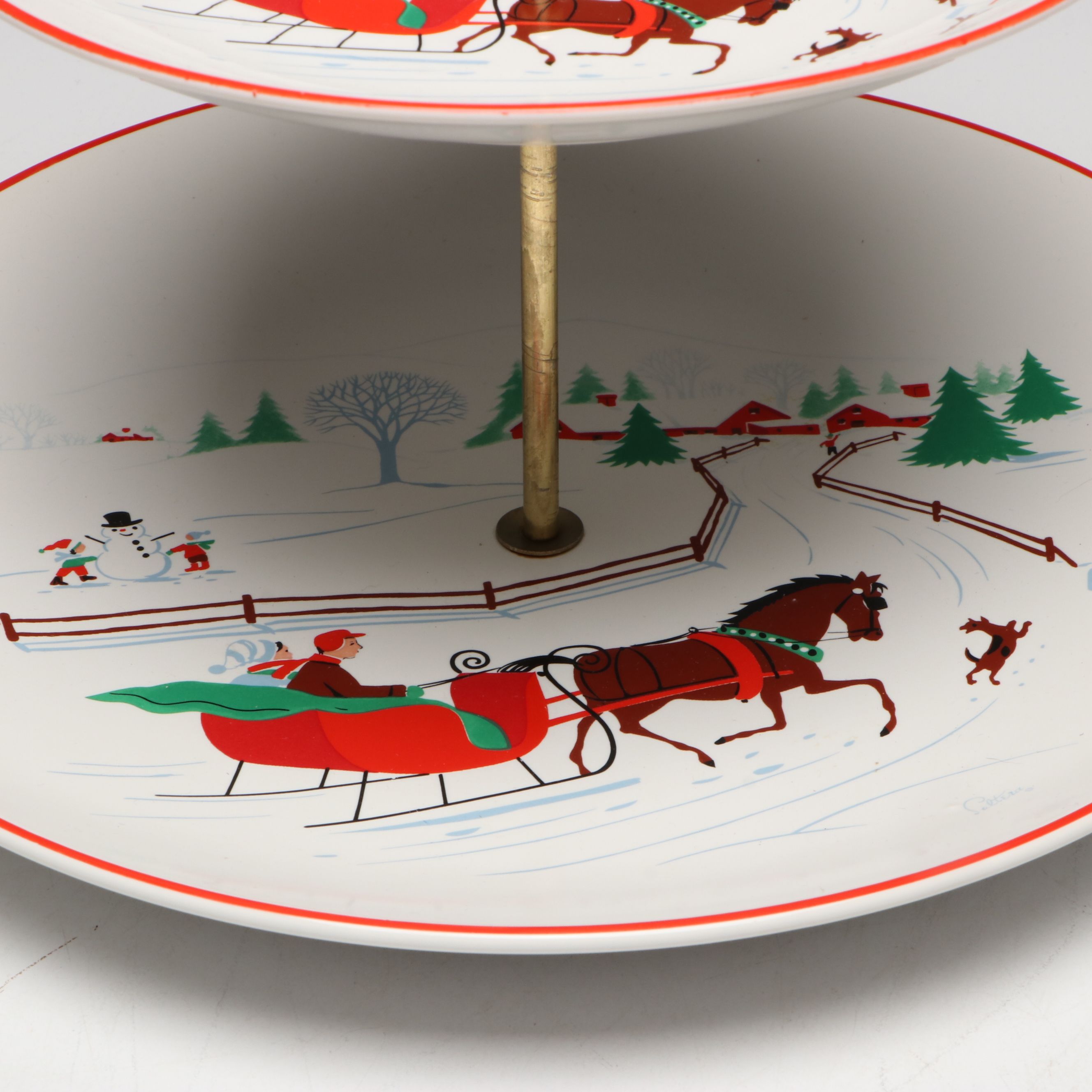 Himark Tiered Server with "King Tom" and More Vintage Holiday Plates