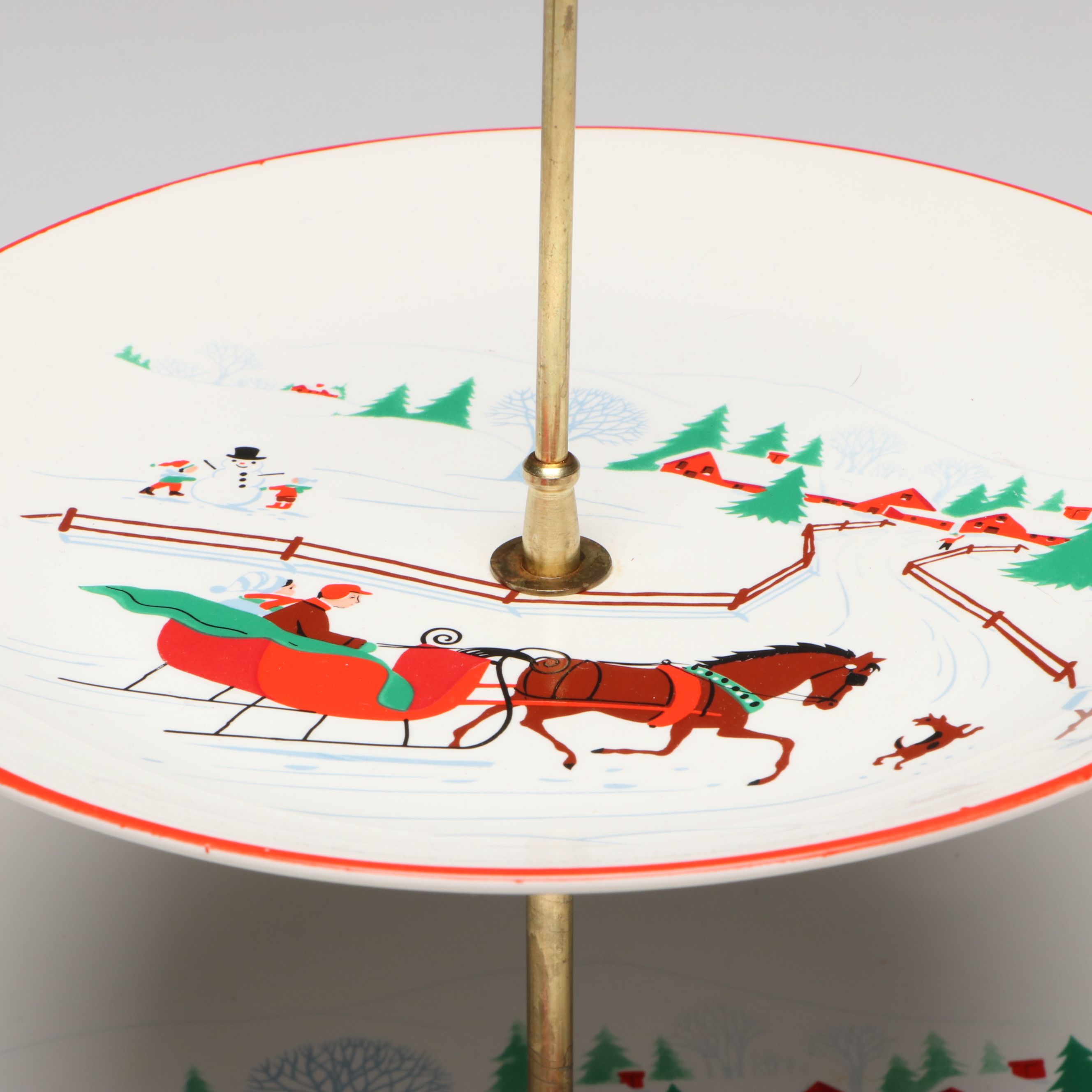 Himark Tiered Server with "King Tom" and More Vintage Holiday Plates