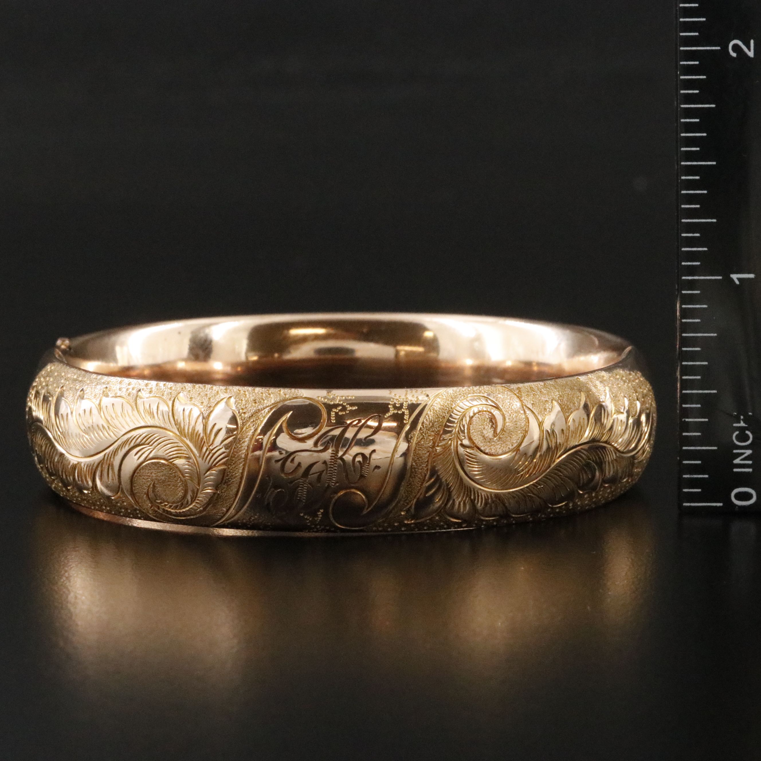 Antique Engraved and Stampwork Feather Bracelet