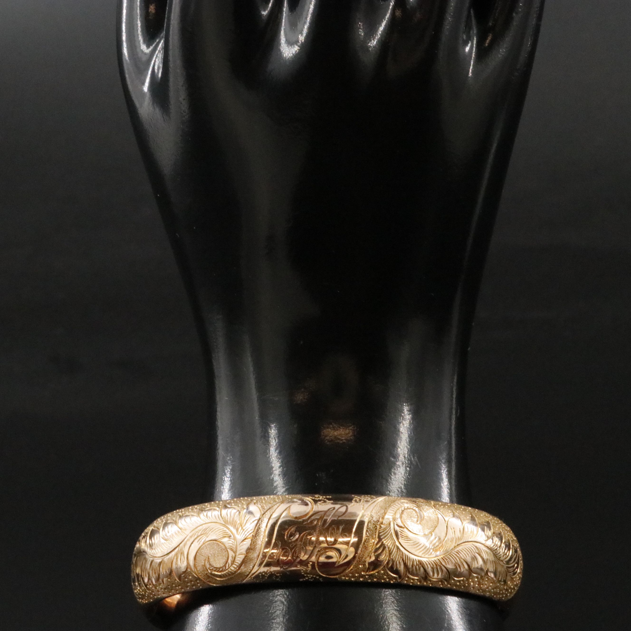 Antique Engraved and Stampwork Feather Bracelet