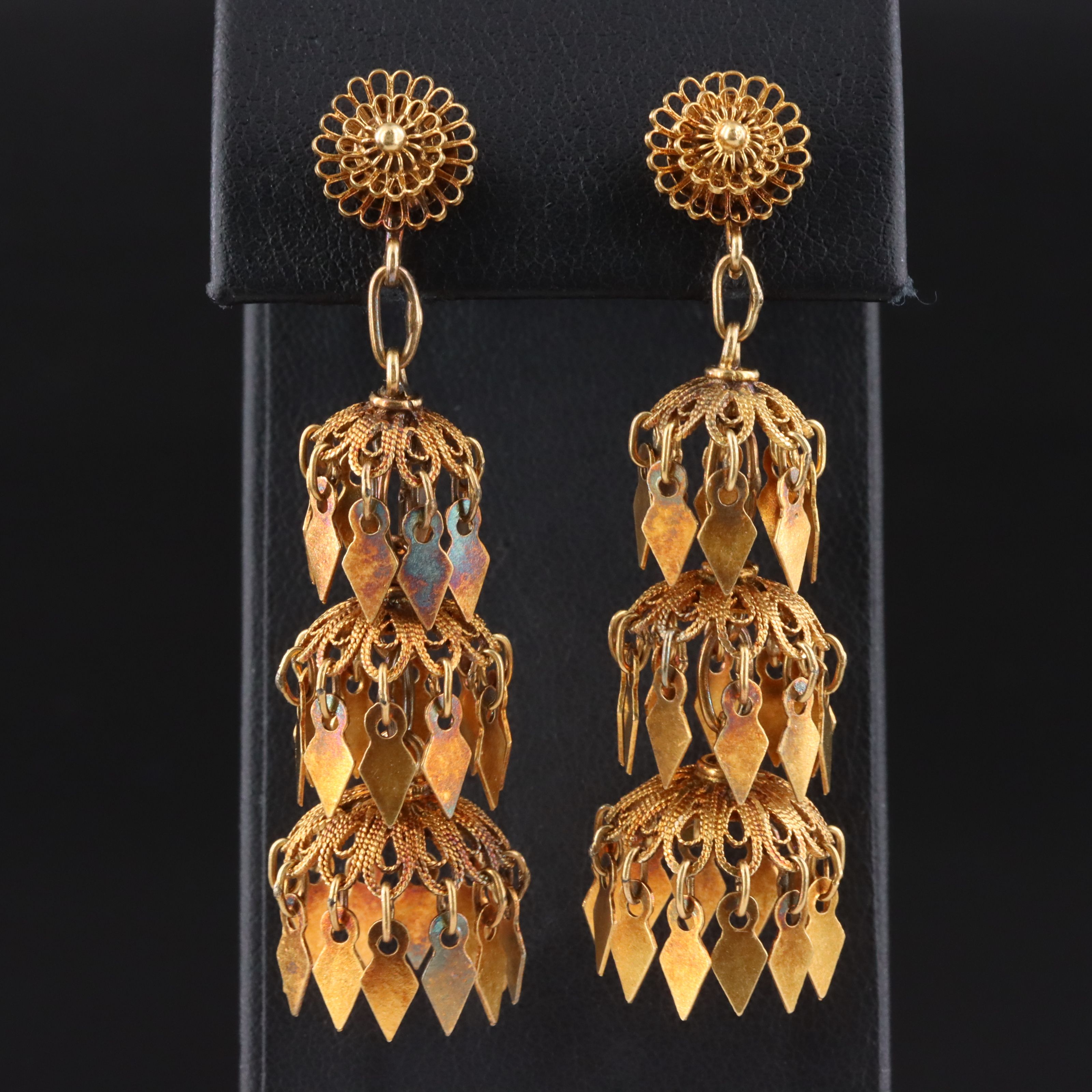 Vintage 10K and 14K Gold Jhumka Earrings