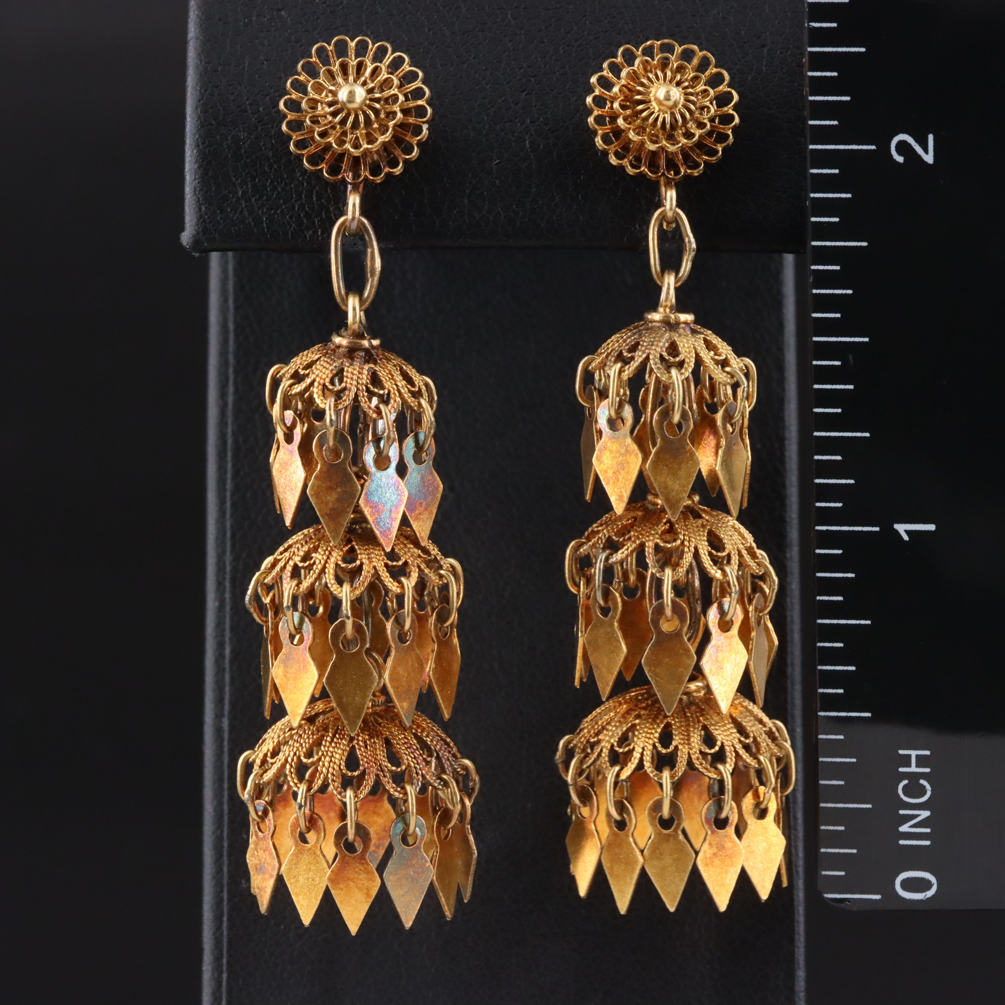 Vintage 10K and 14K Gold Jhumka Earrings
