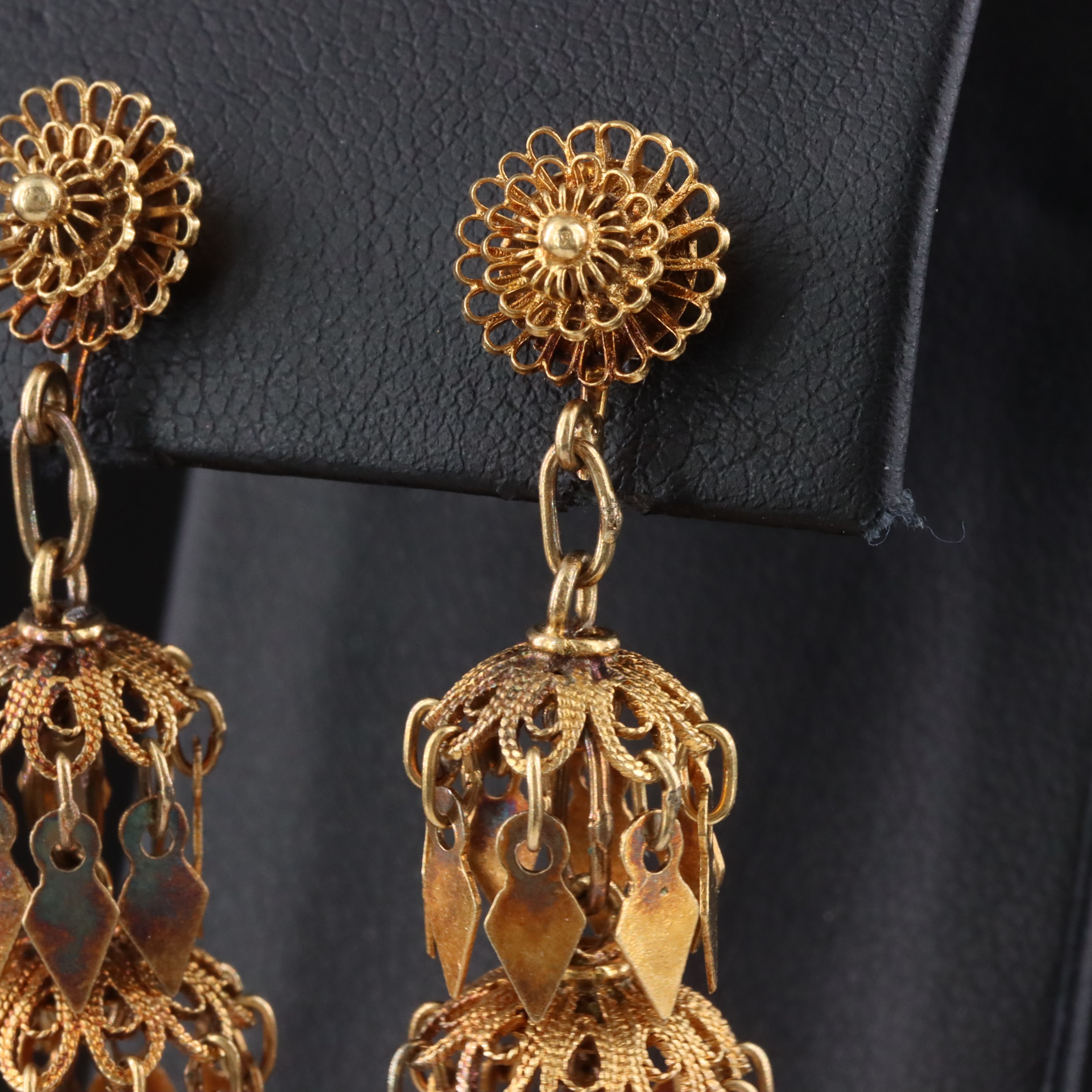 Vintage 10K and 14K Gold Jhumka Earrings