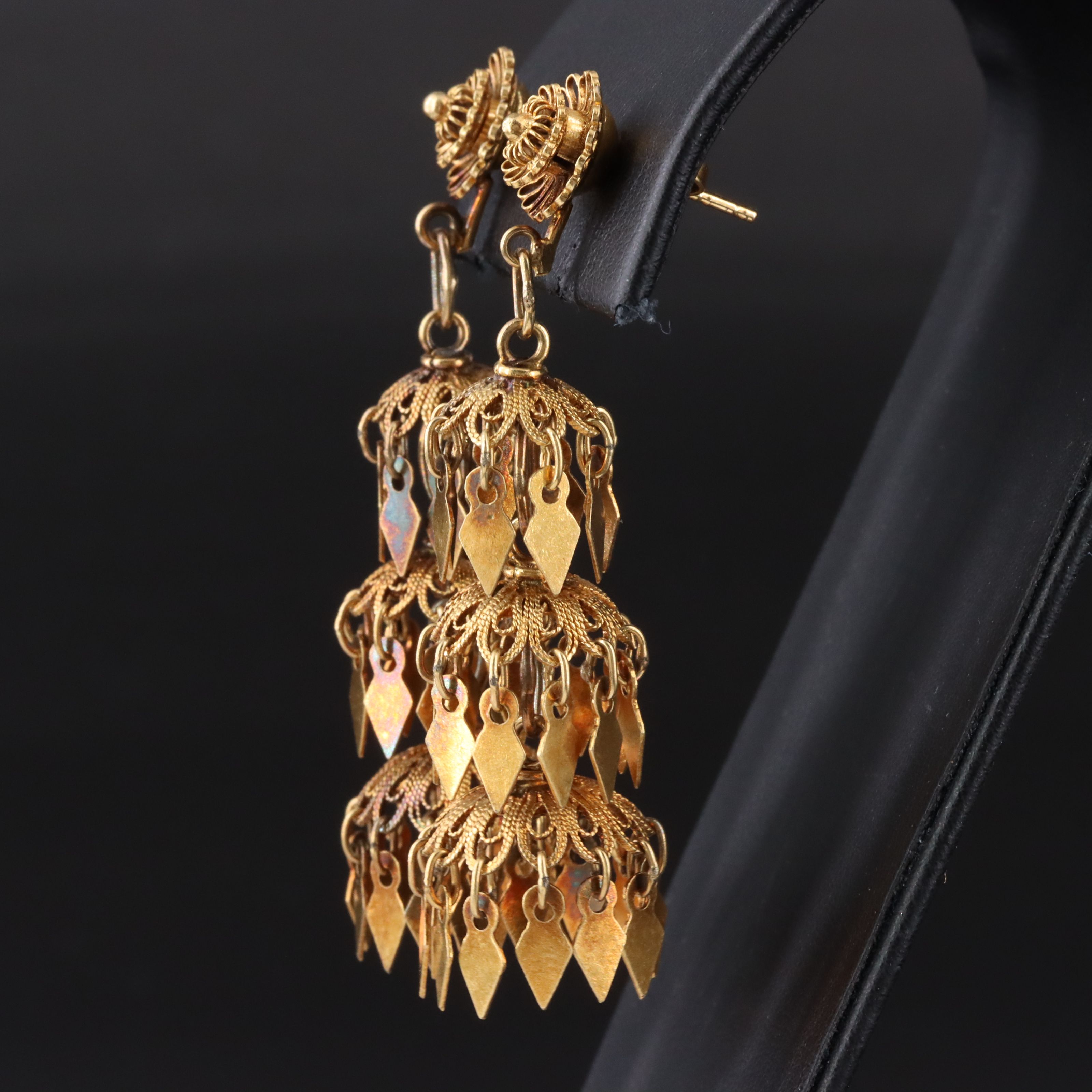 Vintage 10K and 14K Gold Jhumka Earrings