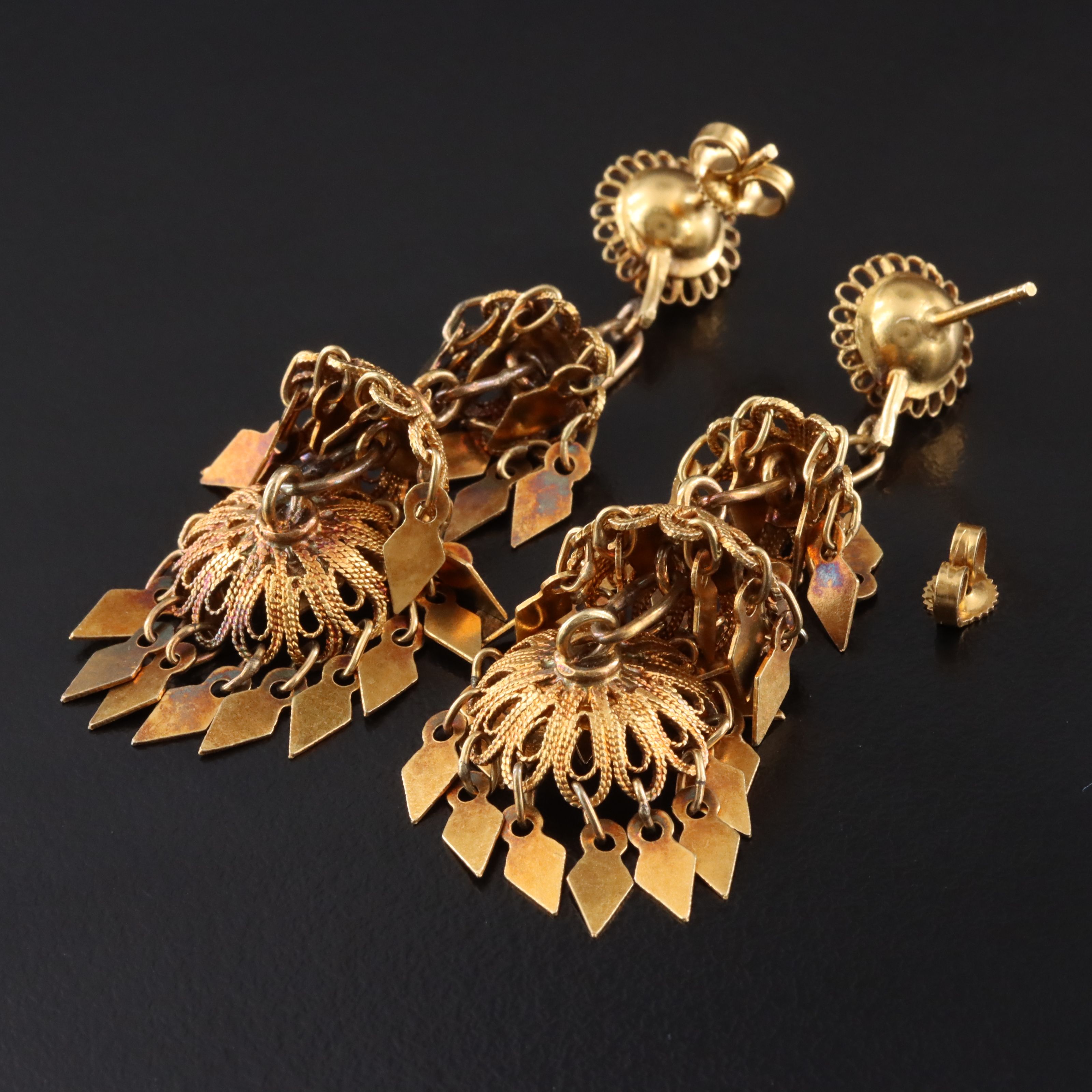 Vintage 10K and 14K Gold Jhumka Earrings