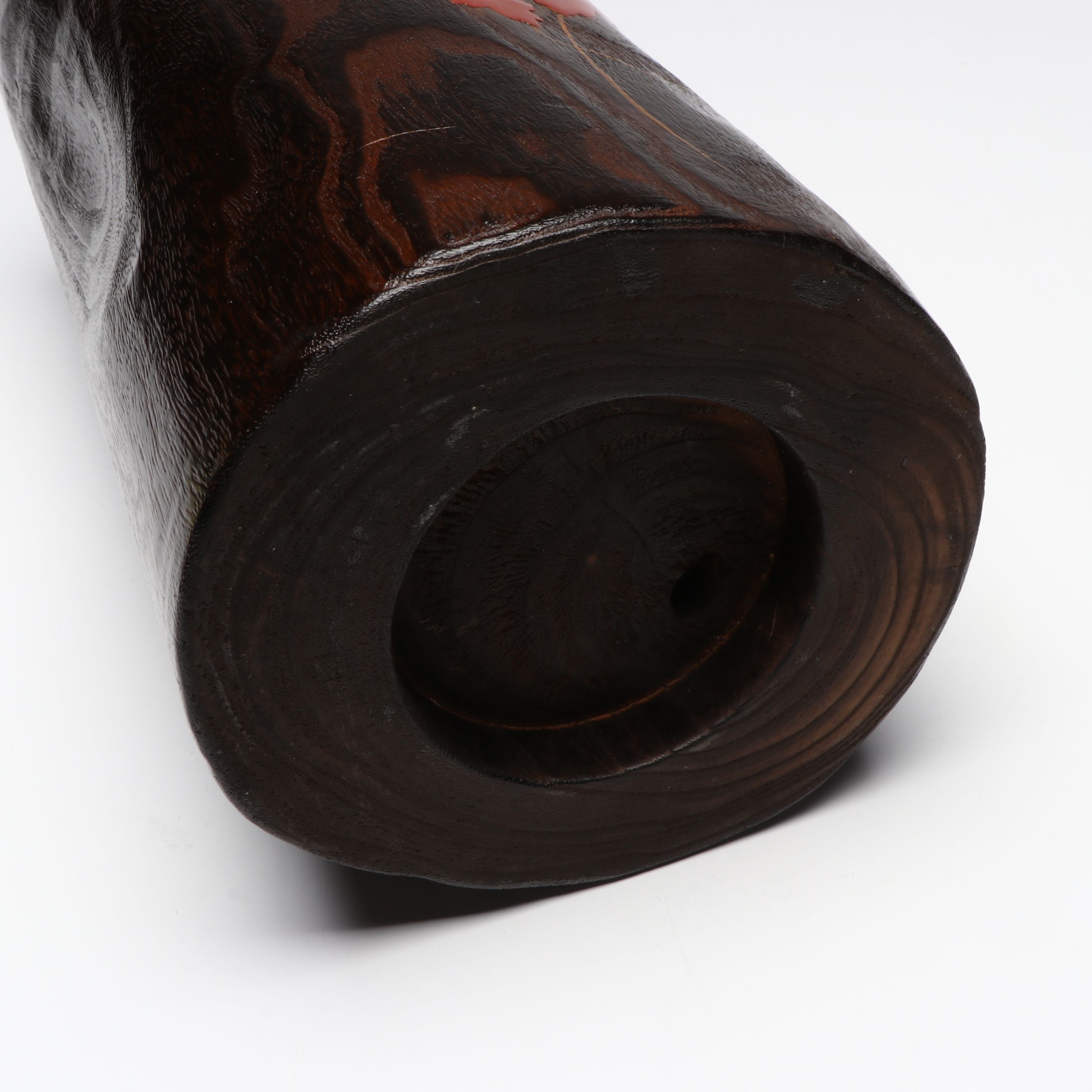 Japanese Paulownia Wood Vase with Copper Lining and Inlay