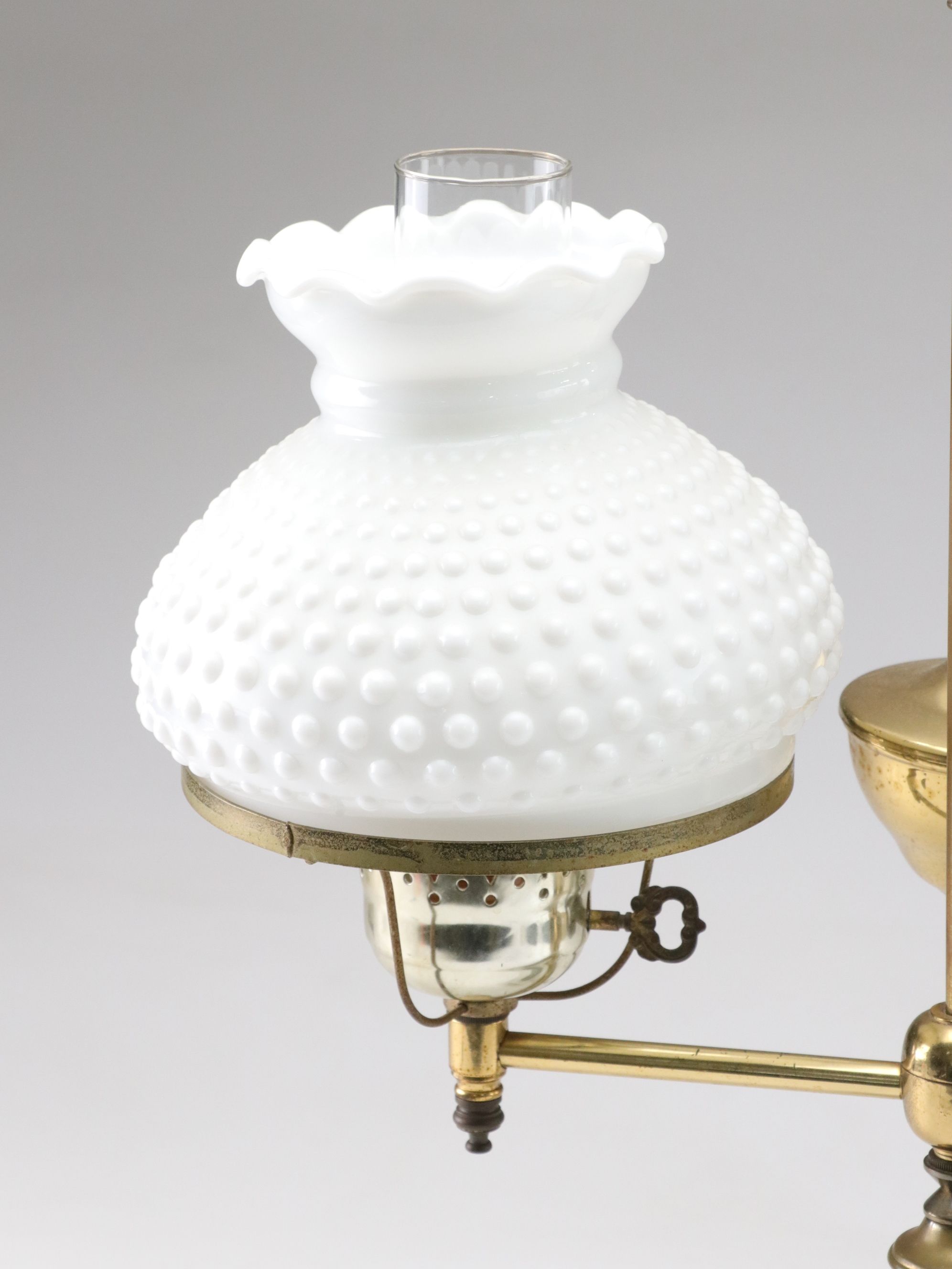 Double Student Lamp with Milk Glass Shades