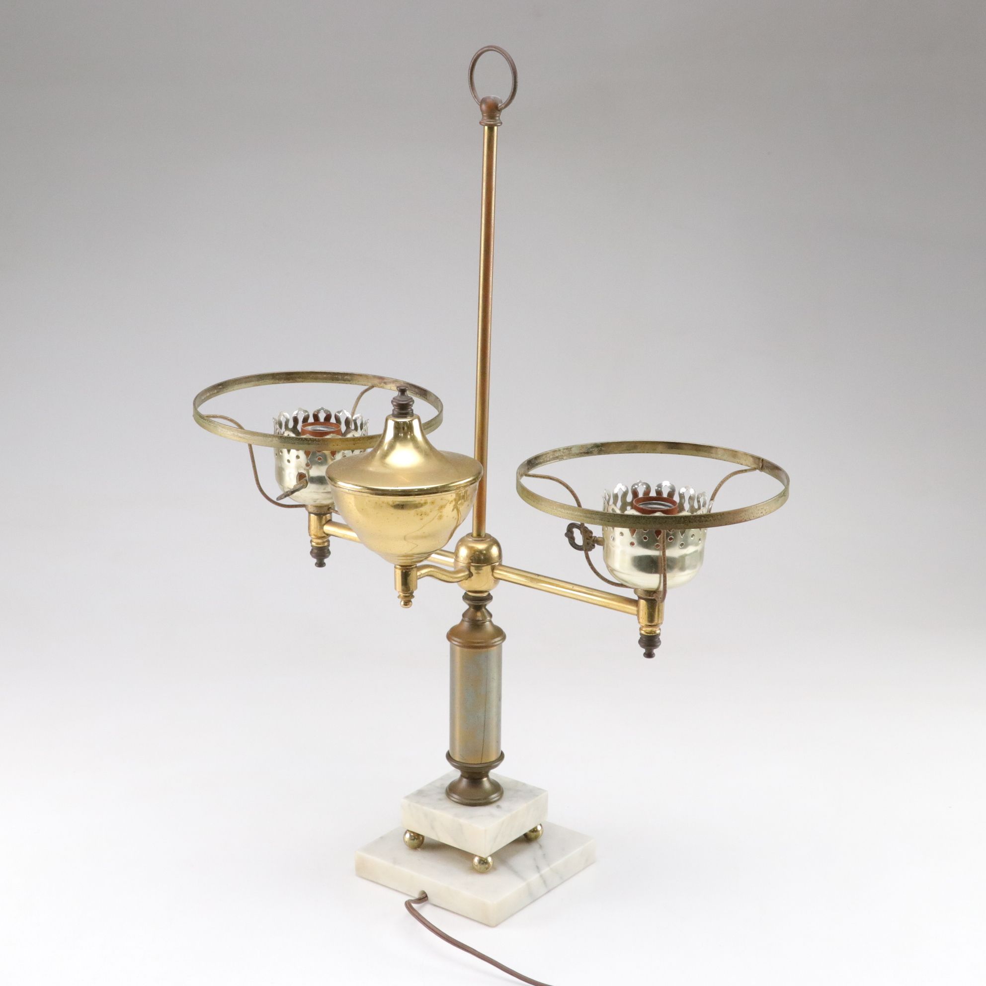 Double Student Lamp with Milk Glass Shades