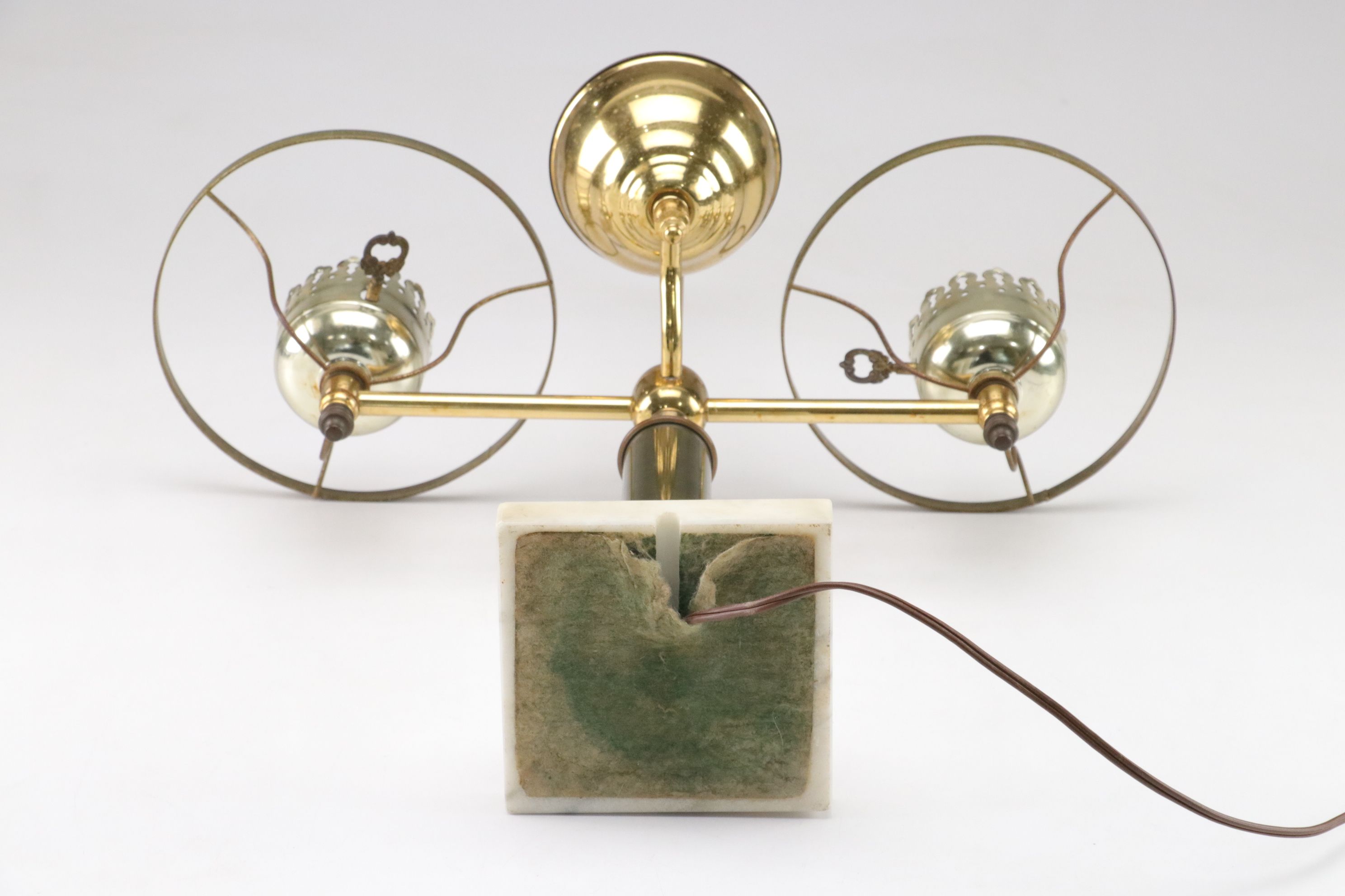 Double Student Lamp with Milk Glass Shades