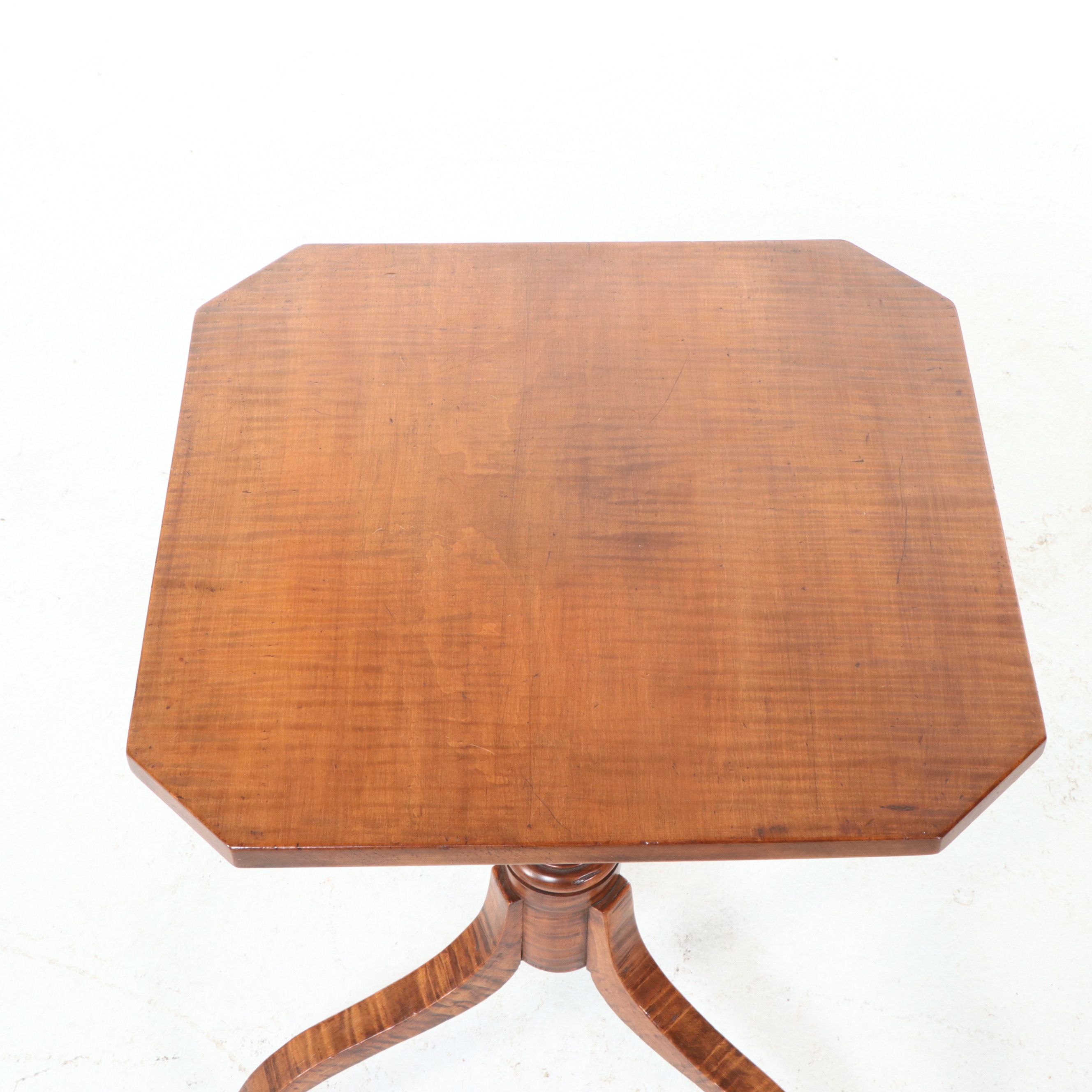 Federal Style Tiger Maple Candlestand, 20th Century