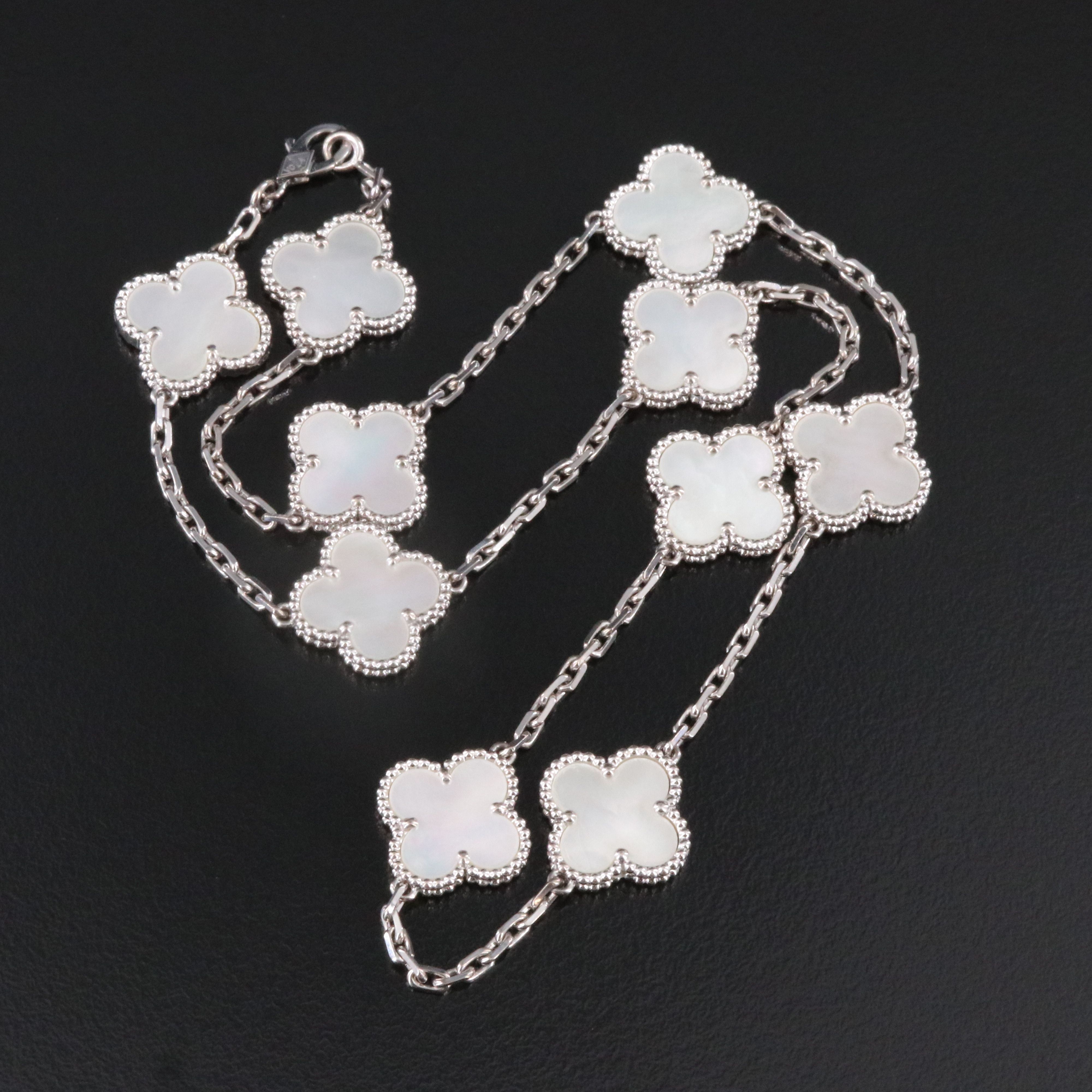 Van Cleef & Arpels Vintage Alhambra 18K 10 Motif Necklace with COA