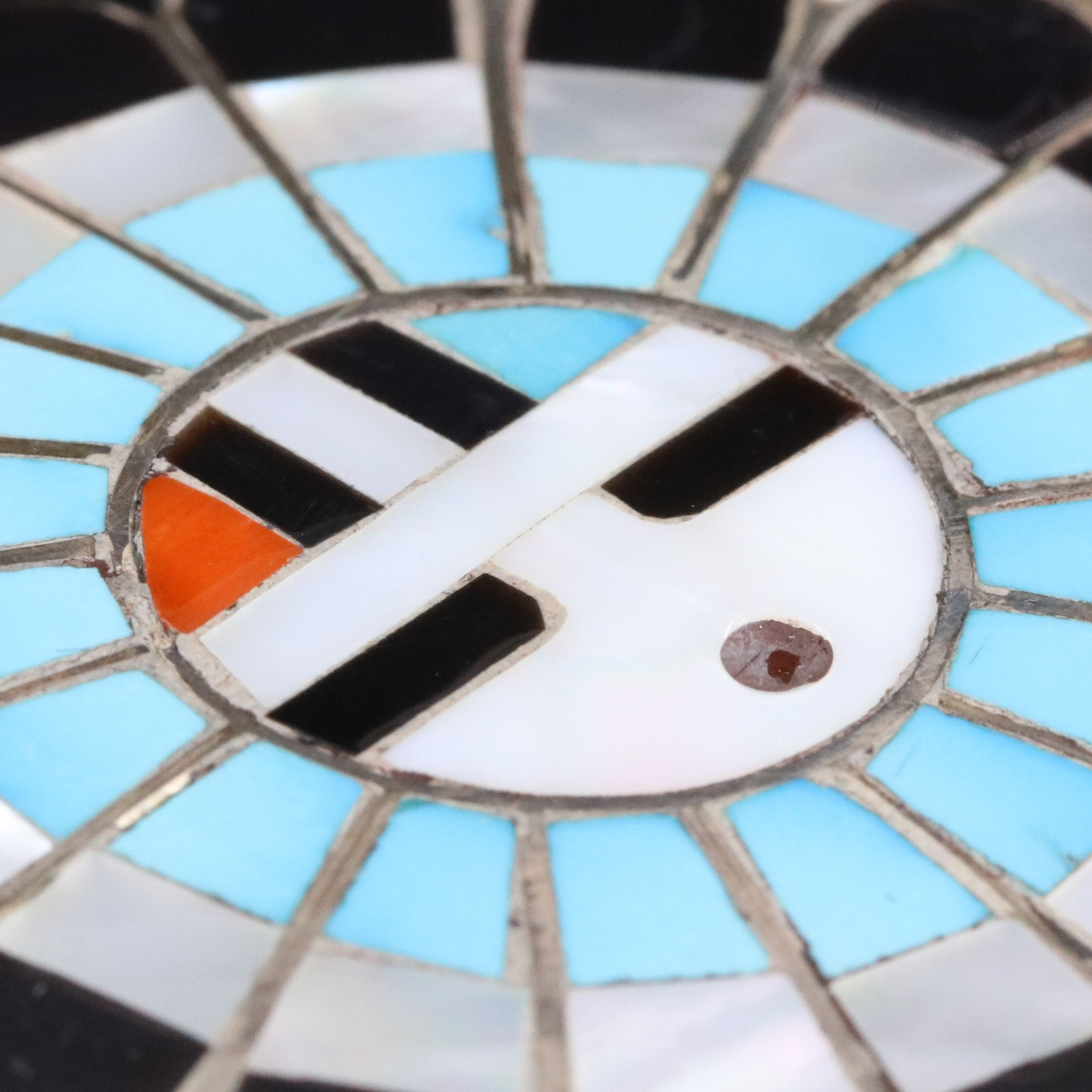 Jose & Dora Massie Zuni Sterling Stone Inlay Sunface Belt Buckle