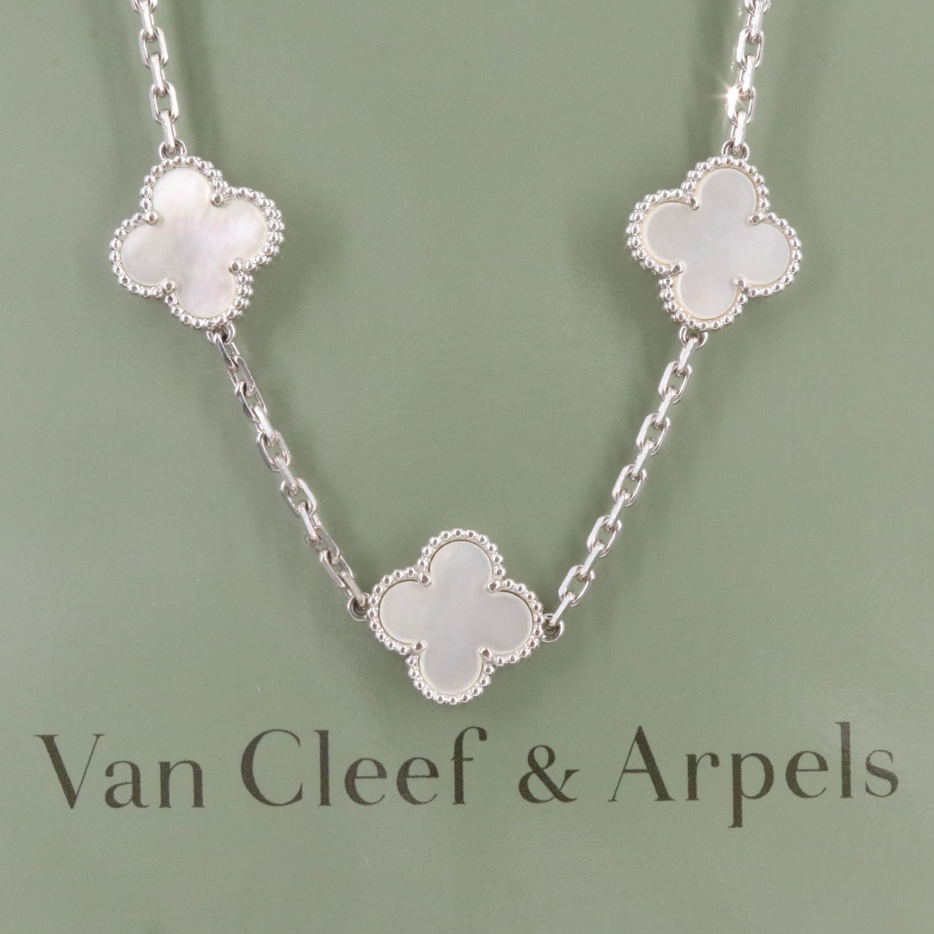 Van Cleef & Arpels Vintage Alhambra 18K 10 Motif Necklace with COA