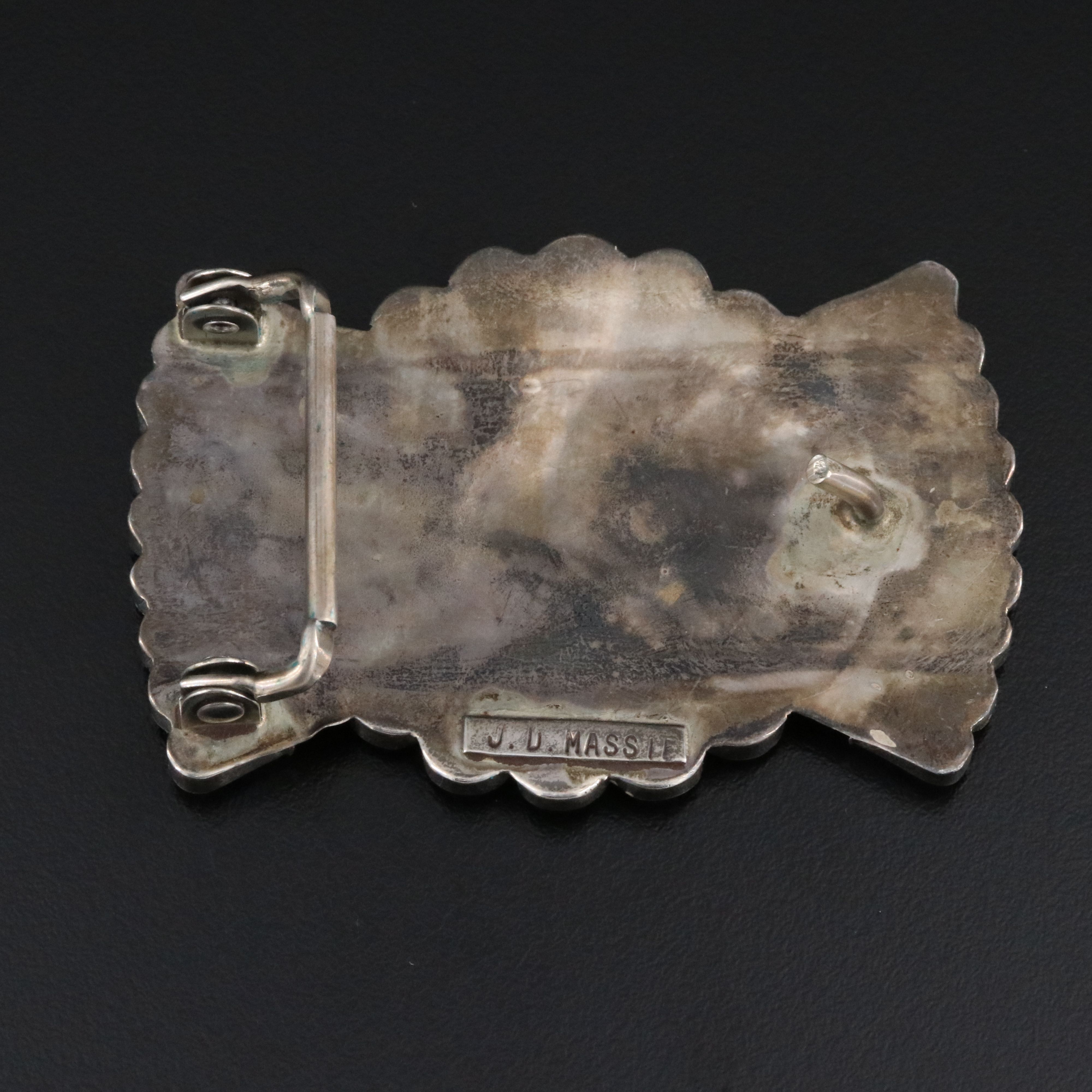 Jose & Dora Massie Zuni Sterling Stone Inlay Sunface Belt Buckle