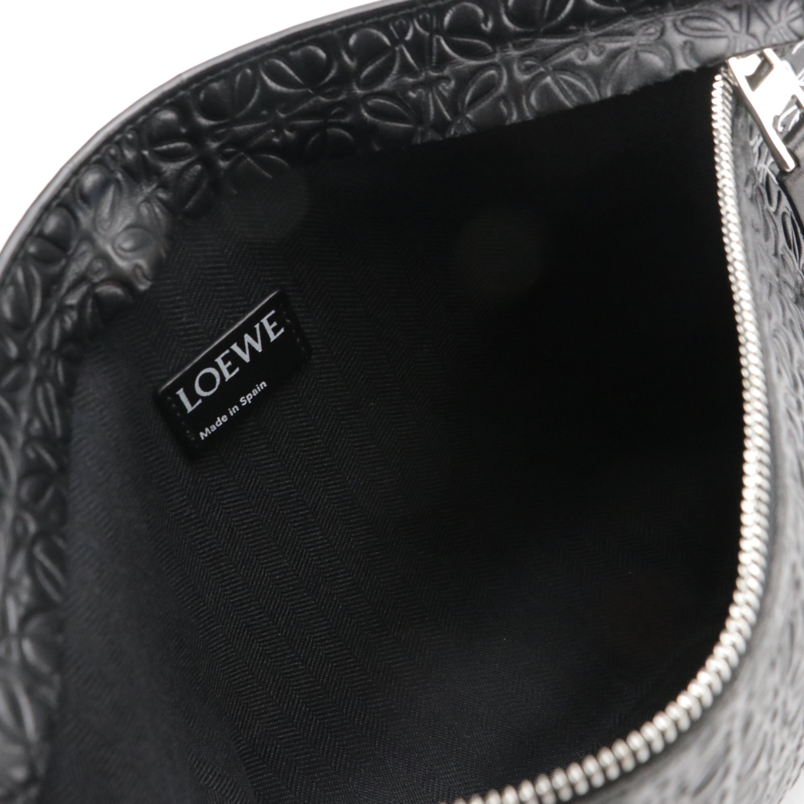 Loewe Repeat T Pouch in Black Anagram Embossed Leather
