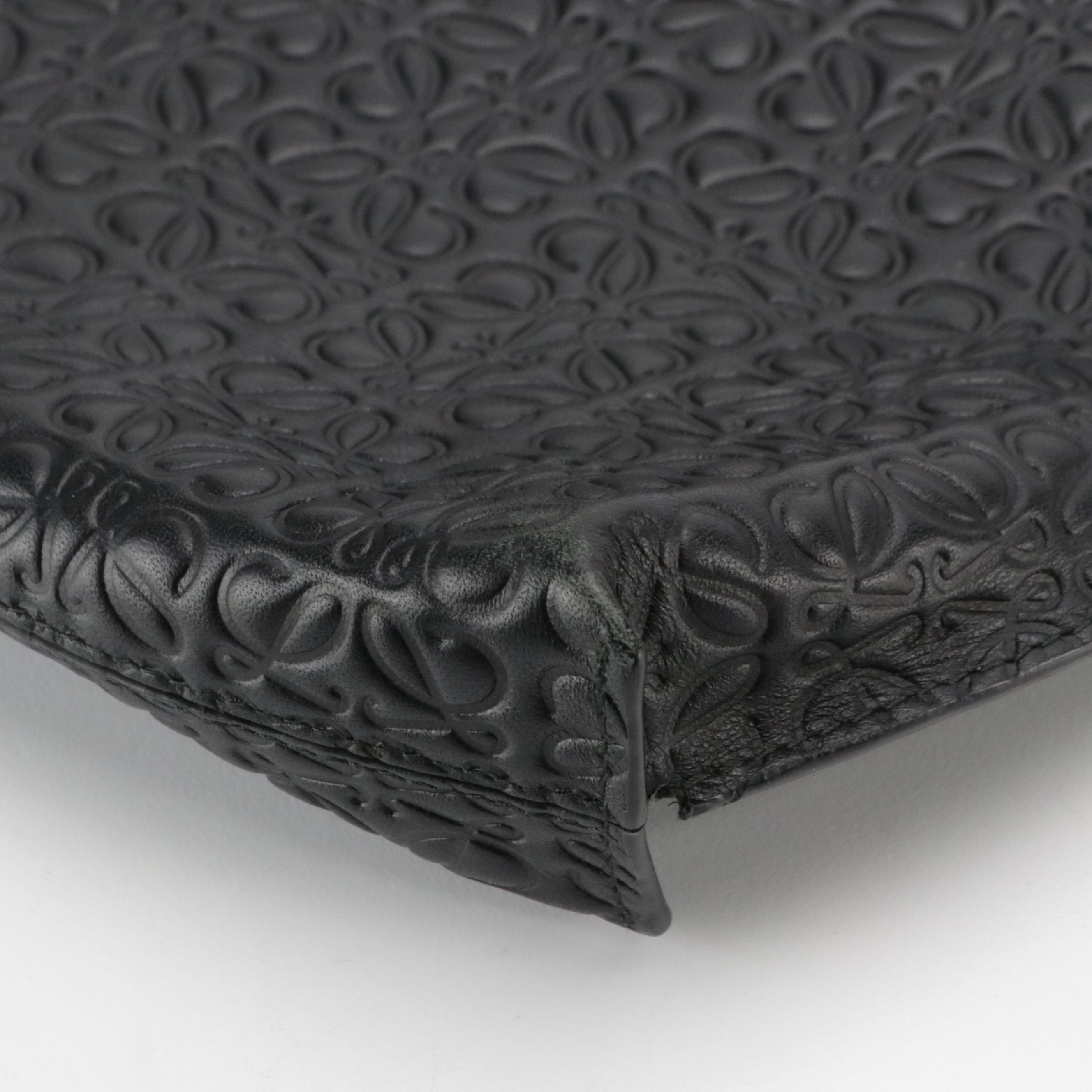Loewe Repeat T Pouch in Black Anagram Embossed Leather