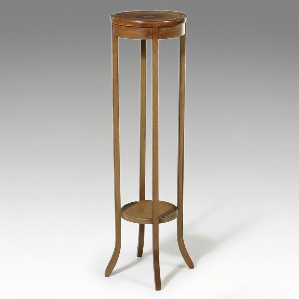 Federal Style Inlaid Mahogany Pedestal Plant Stand, Late 20th Century