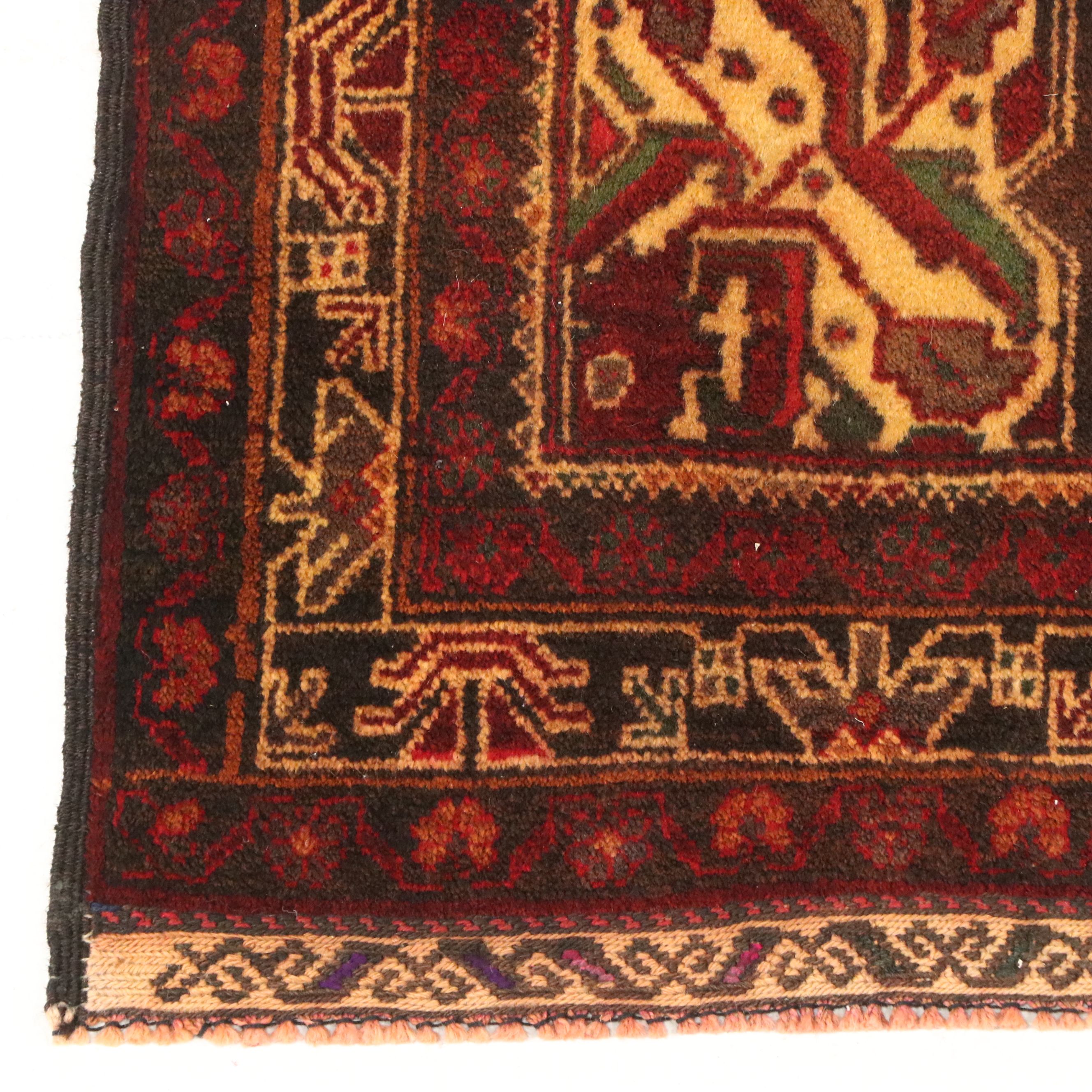 2'10 x 4'10 Hand-Knotted Afghan Baluch Accent Rug