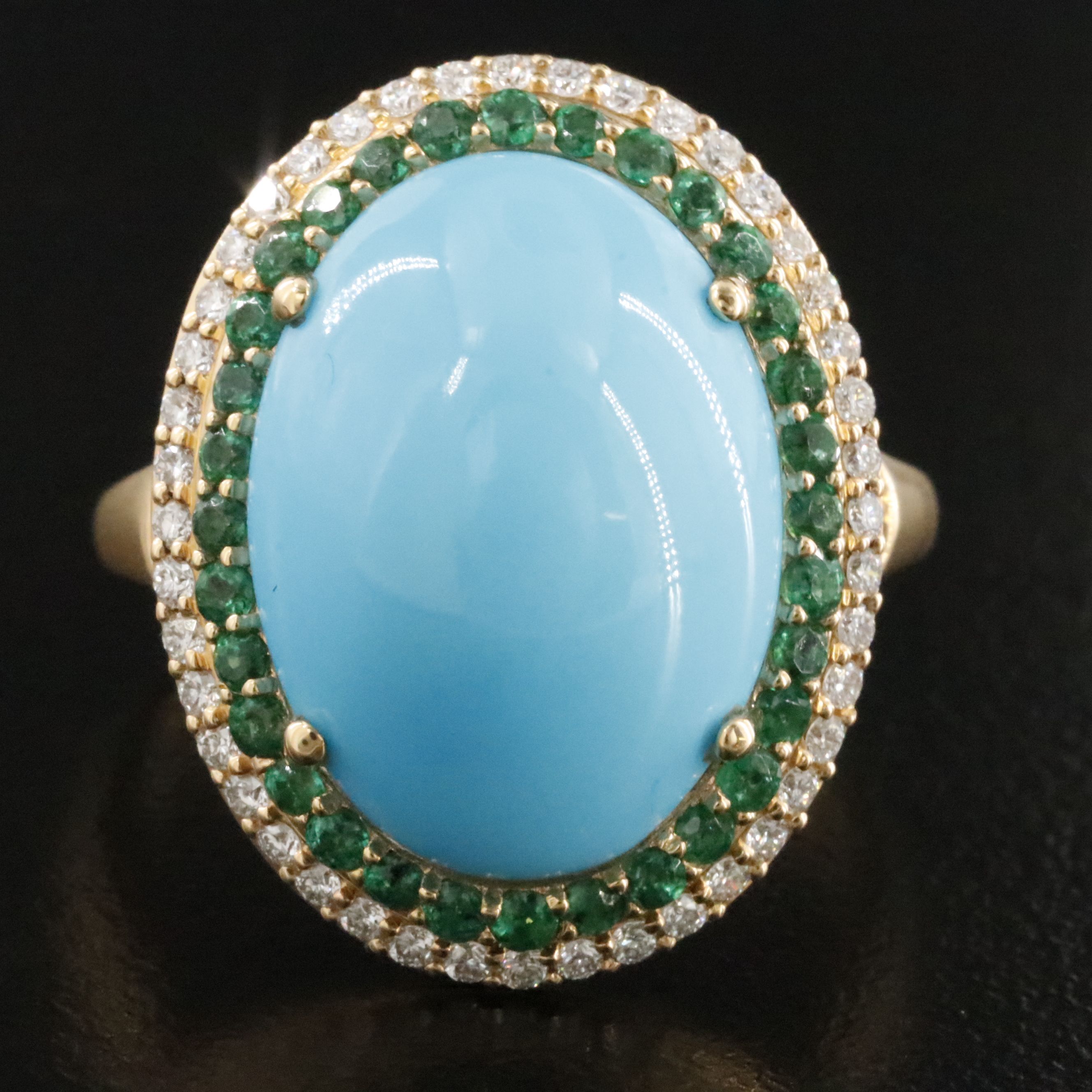 Chromia 18K Turquoise, Diamond and Emerald Ring