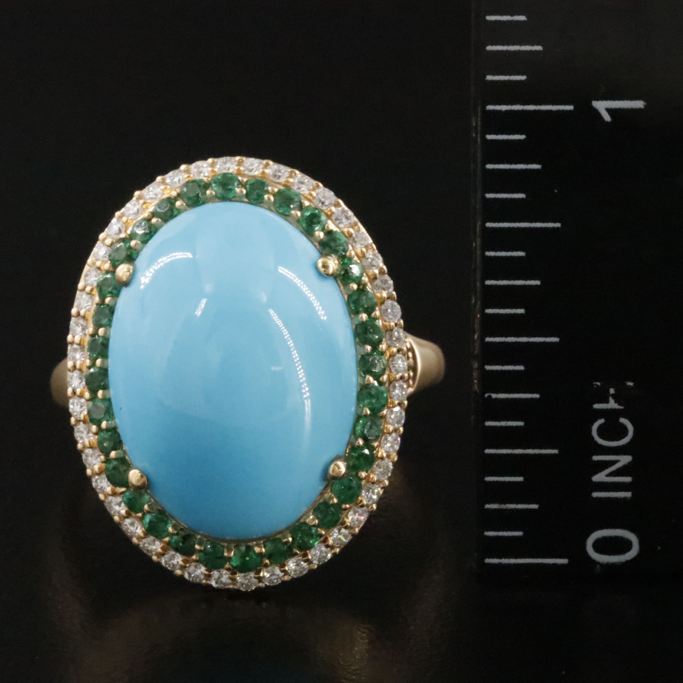 Chromia 18K Turquoise, Diamond and Emerald Ring