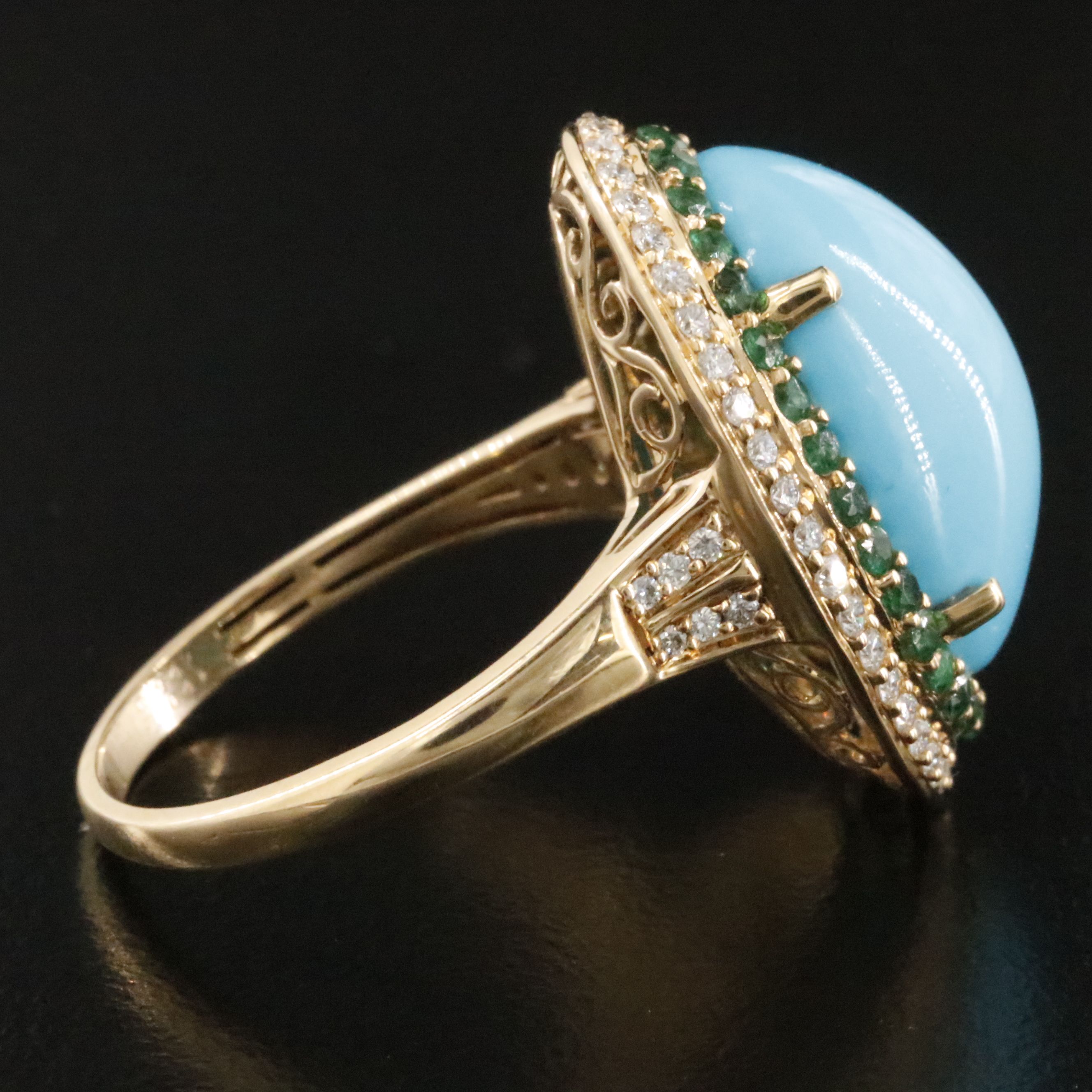 Chromia 18K Turquoise, Diamond and Emerald Ring