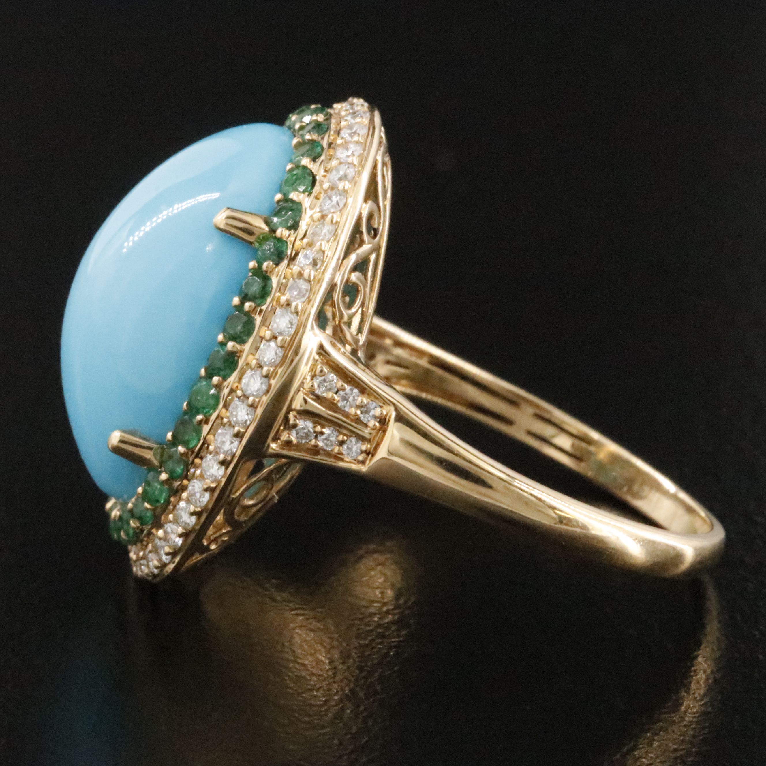 Chromia 18K Turquoise, Diamond and Emerald Ring