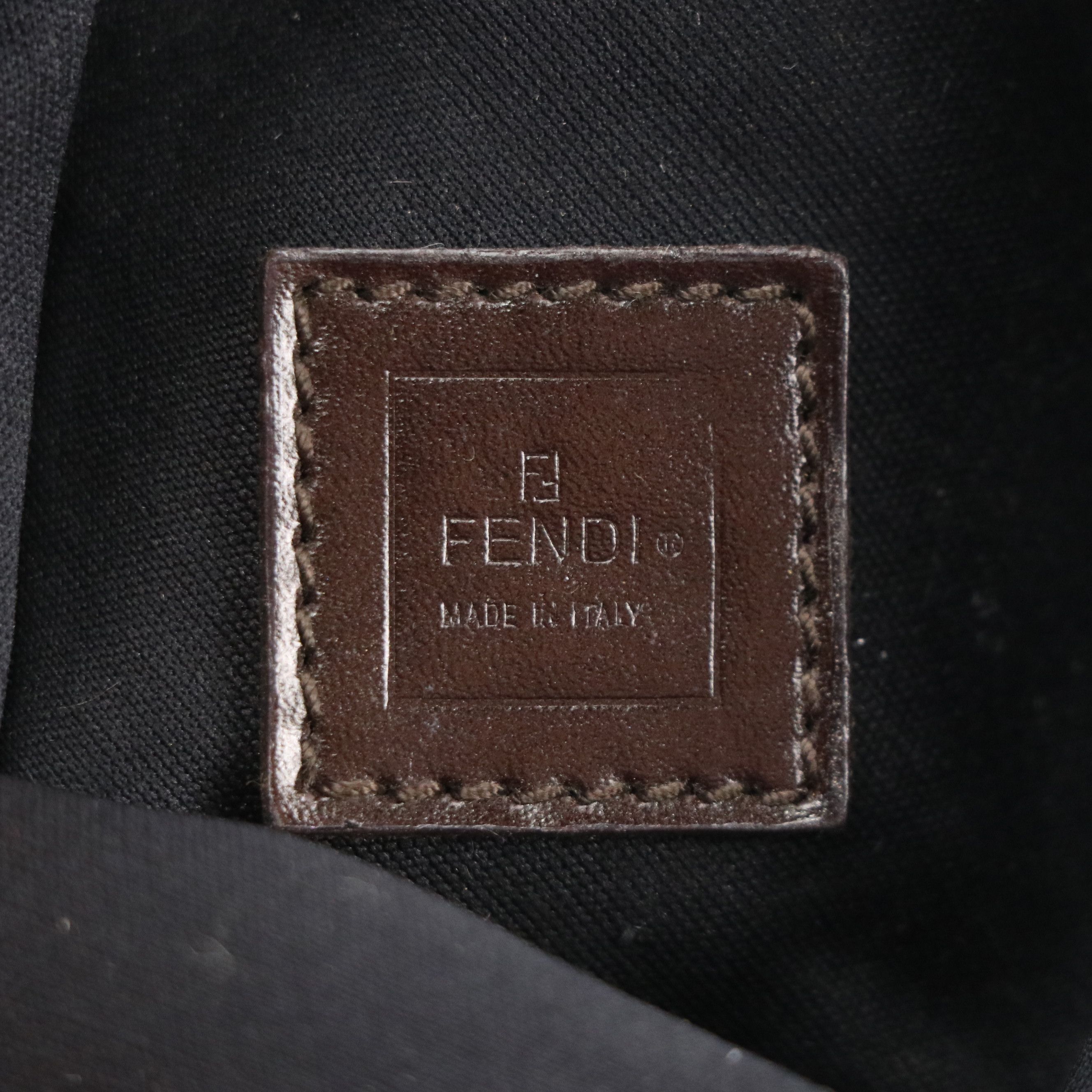 Fendi Zucchino Jacquard and Leather Small Barrel Pochette Bag