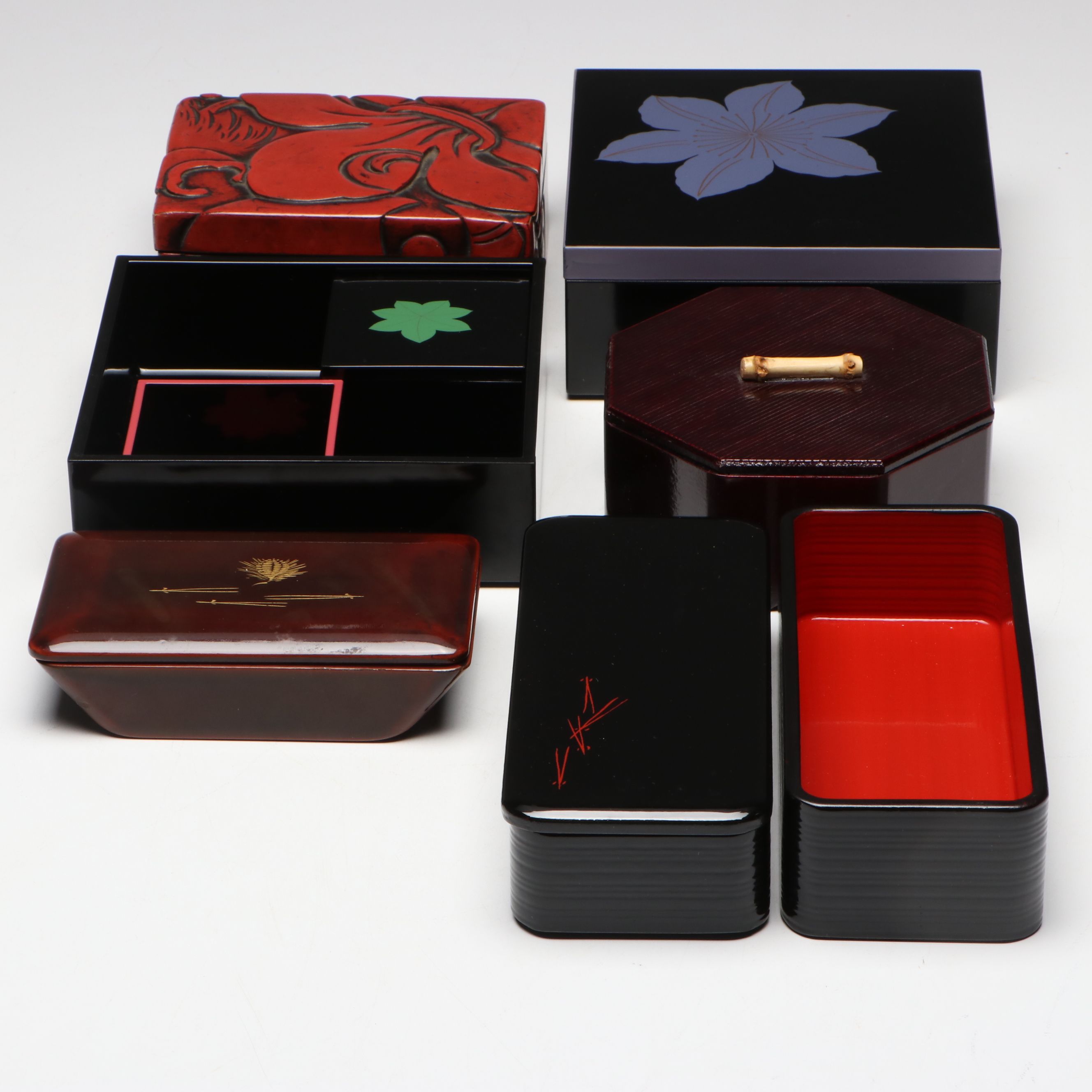 Japanese Style Enameled and Lacquer Decorative Boxes