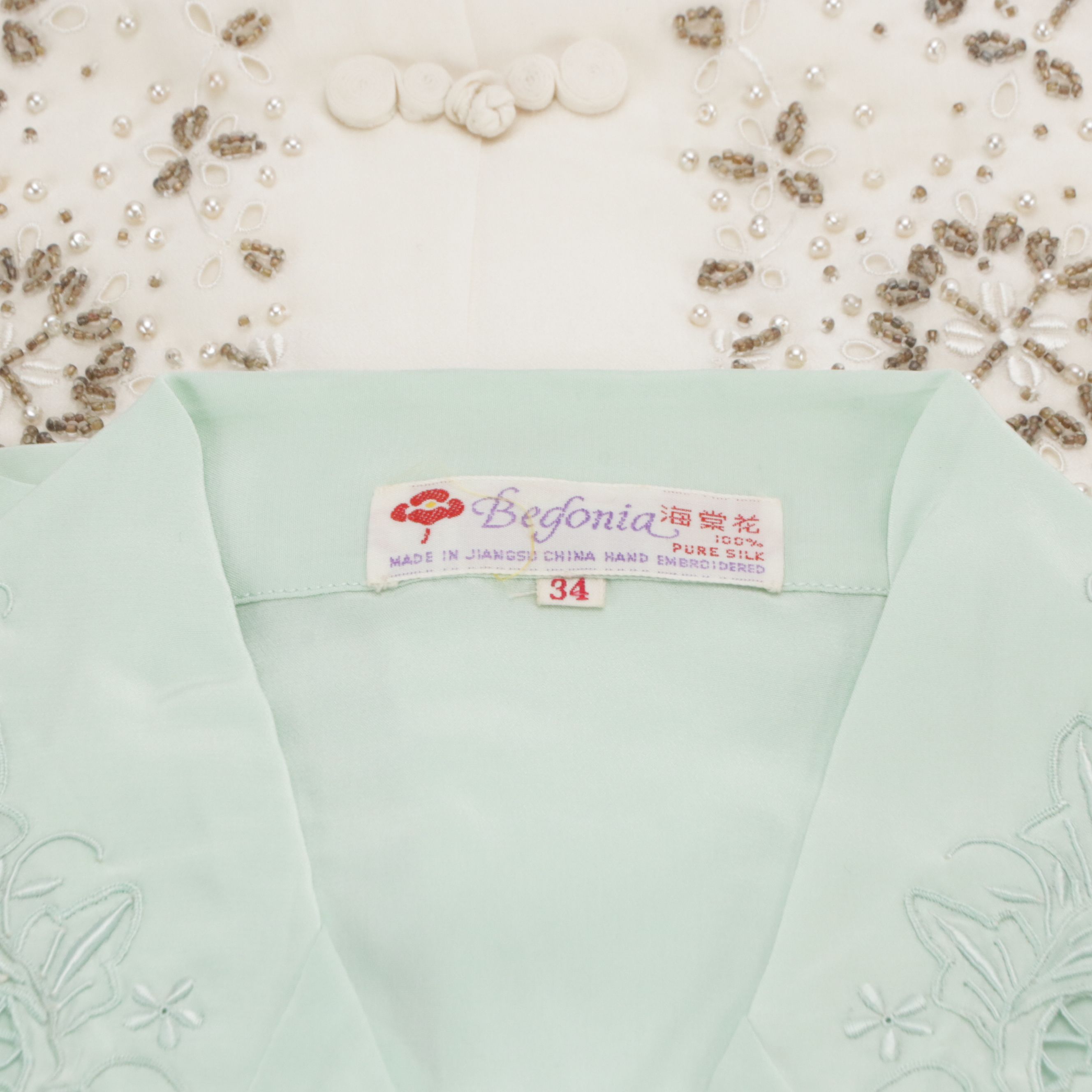 Begonia, Bai Hua, and More Embroidered/Embellished Silk Tops