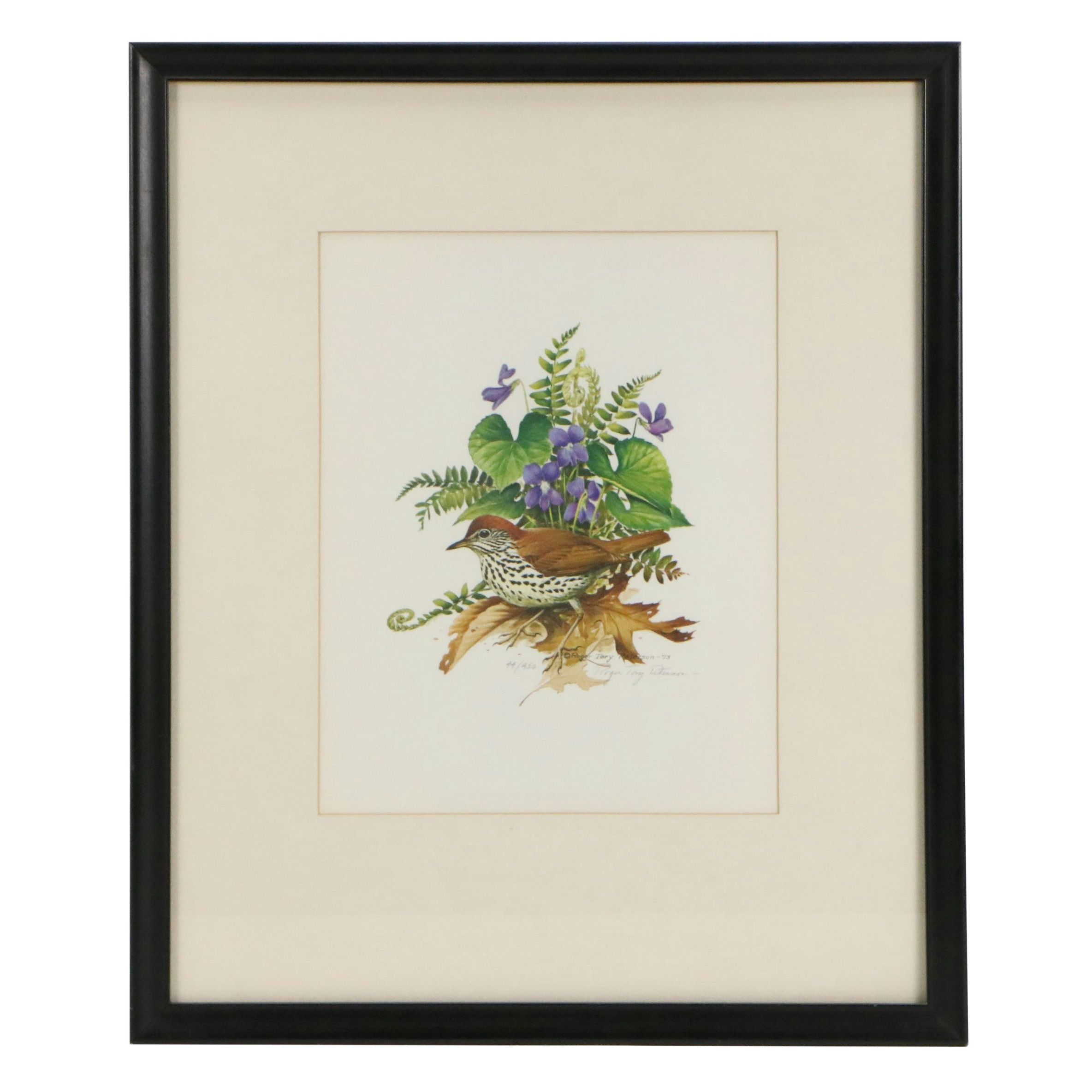 Roger Tory Peterson Offset Lithographs "Wood Thrush" and "Baltimore Oriole"