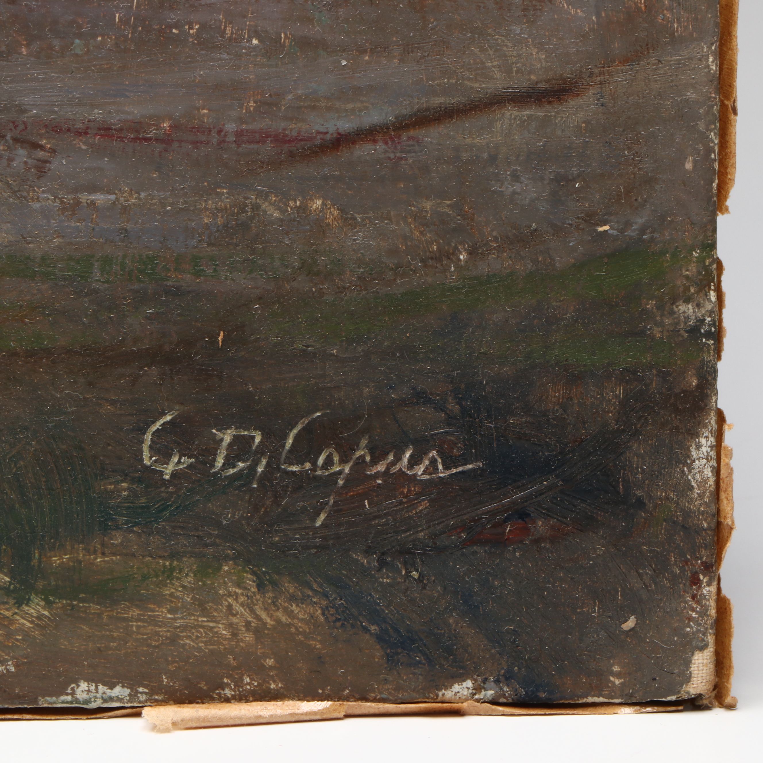 Antique Southern European Coastal Landscape Oil Painting