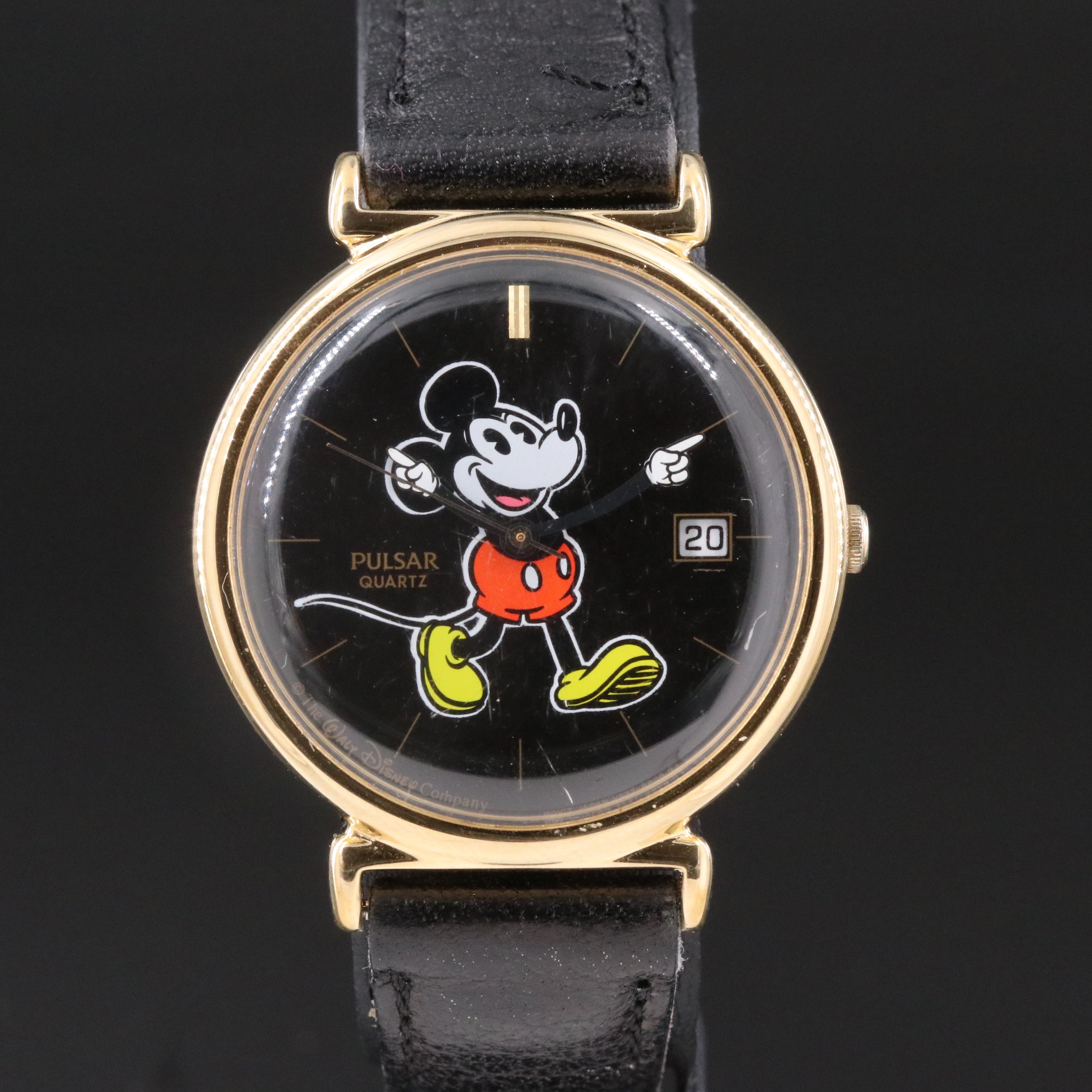 Pulsar Mickey Mouse Black Dial Gold-Tone Quartz Watch