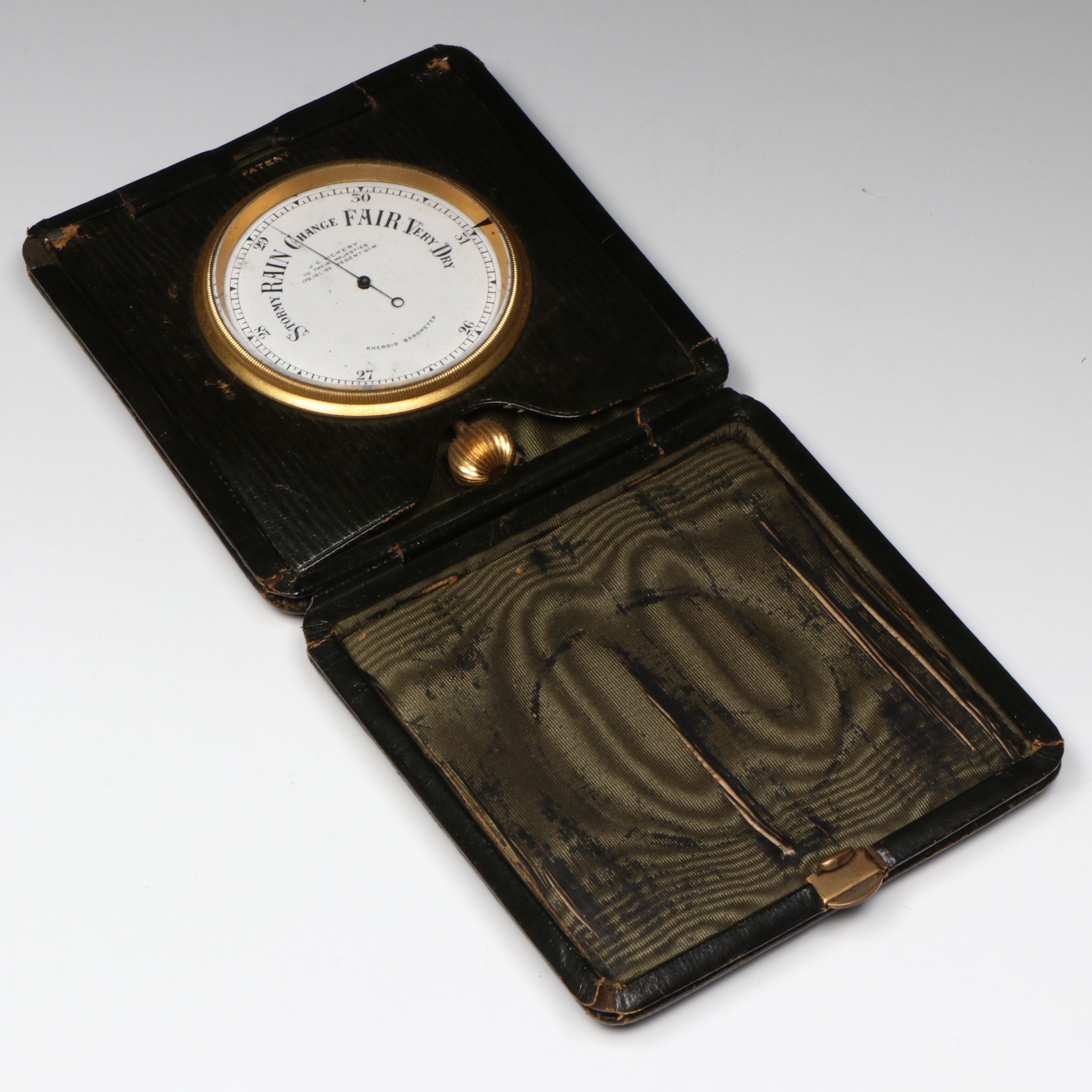 Antique J.C. Vickery English Barometer in Leather Case, Late 19th/Early 20th C.