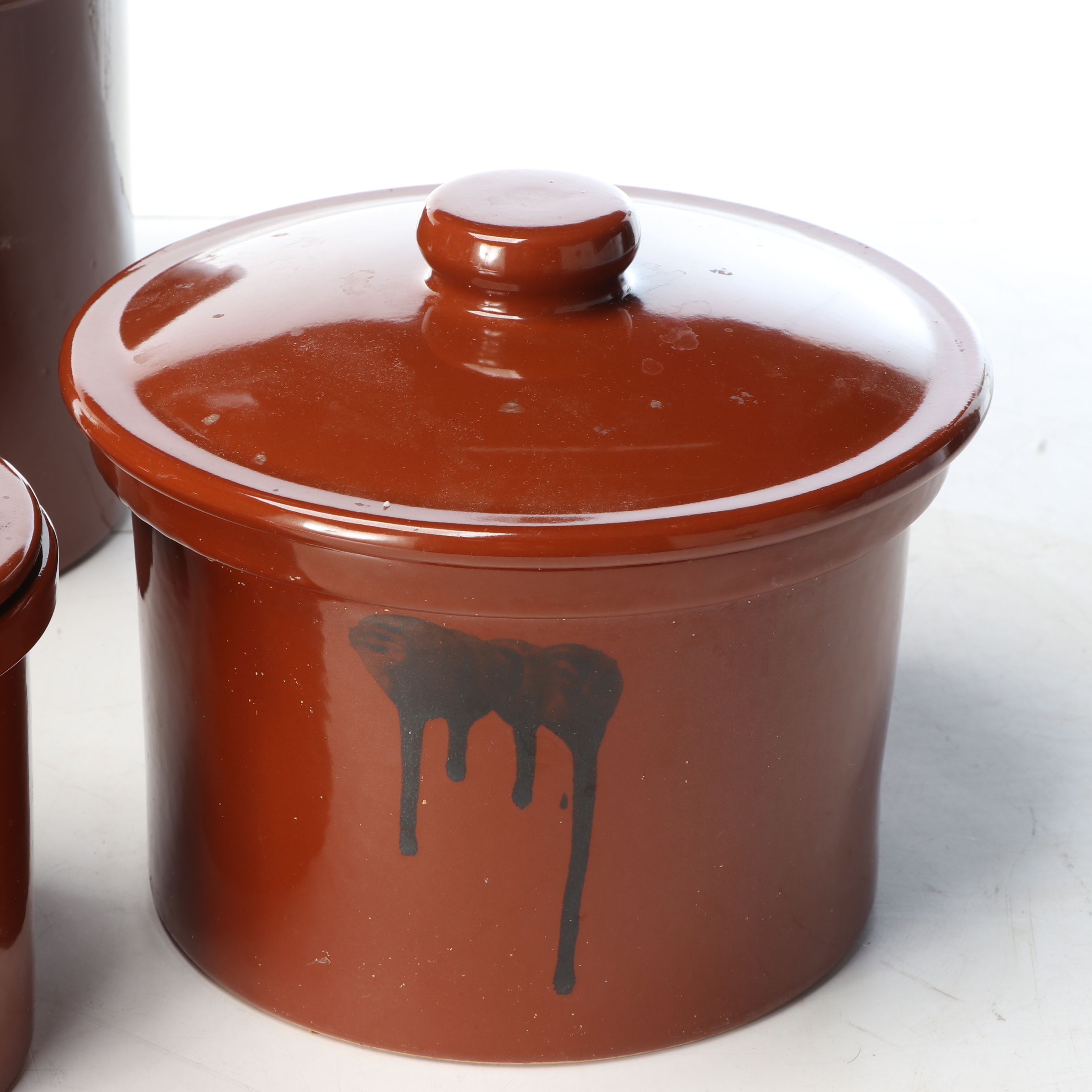 Japanese Glazed Earthenware Crocks and Sauce Jars