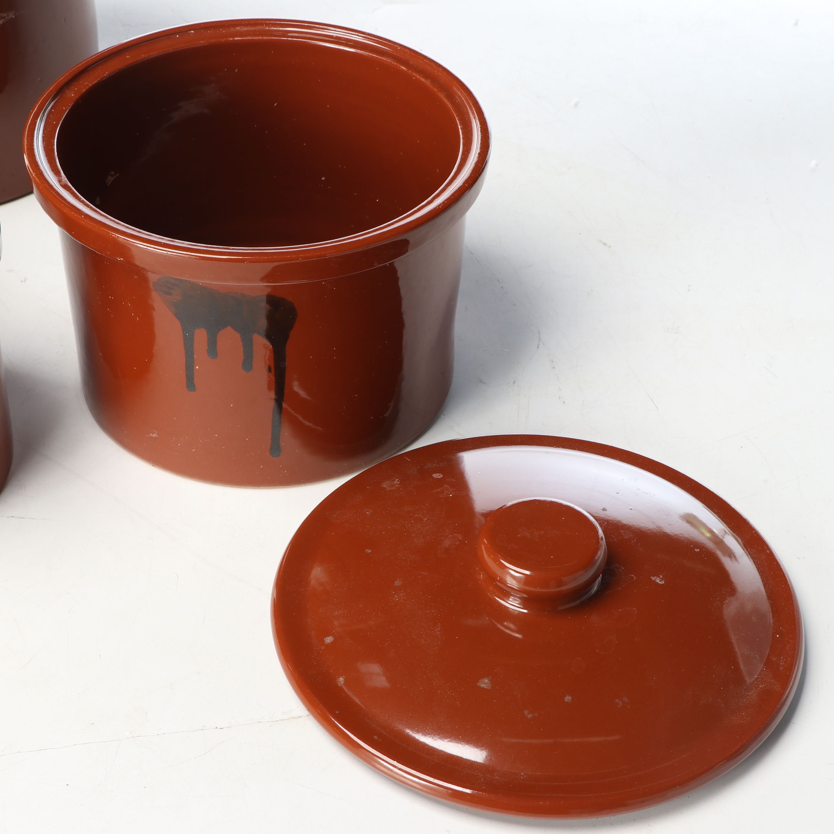 Japanese Glazed Earthenware Crocks and Sauce Jars