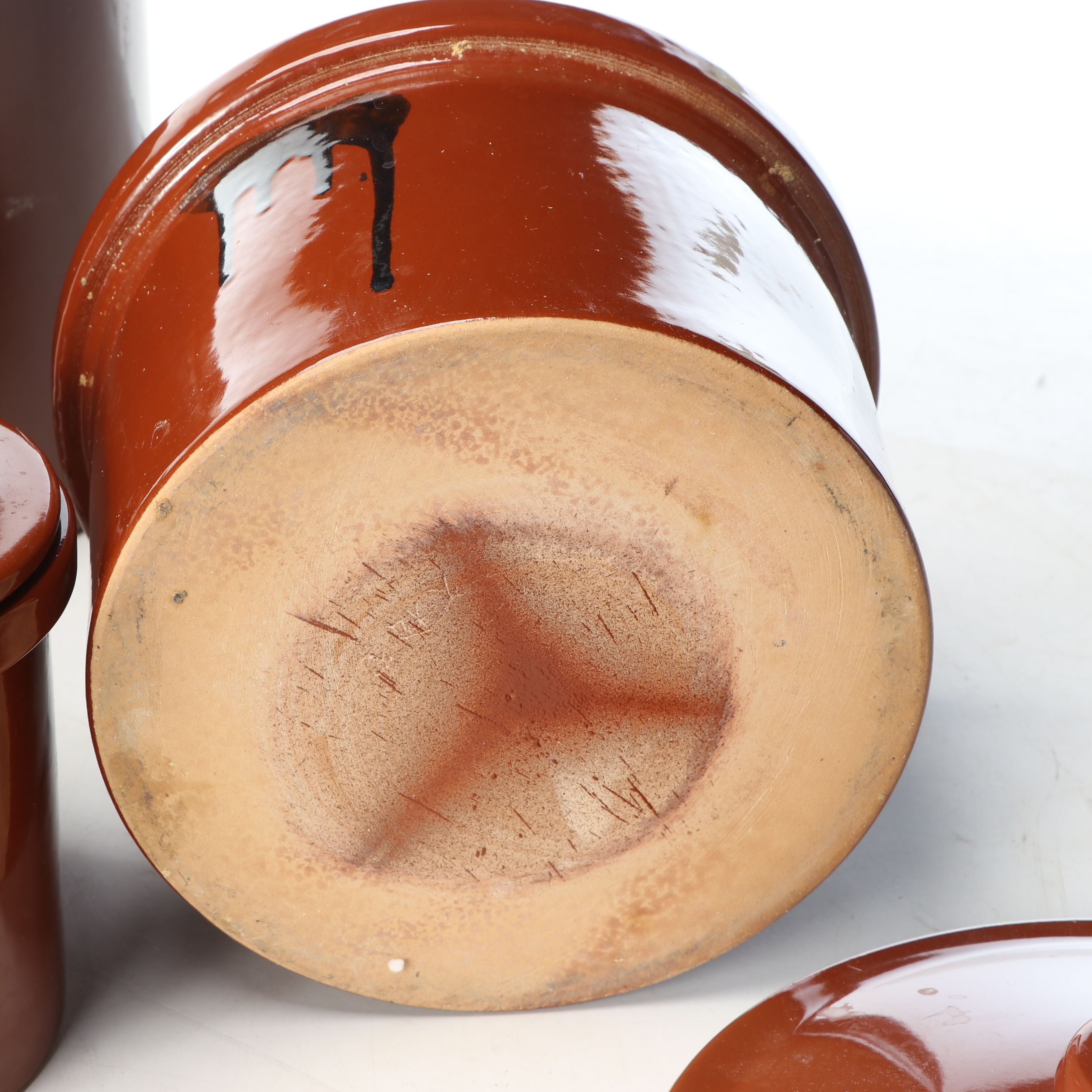 Japanese Glazed Earthenware Crocks and Sauce Jars