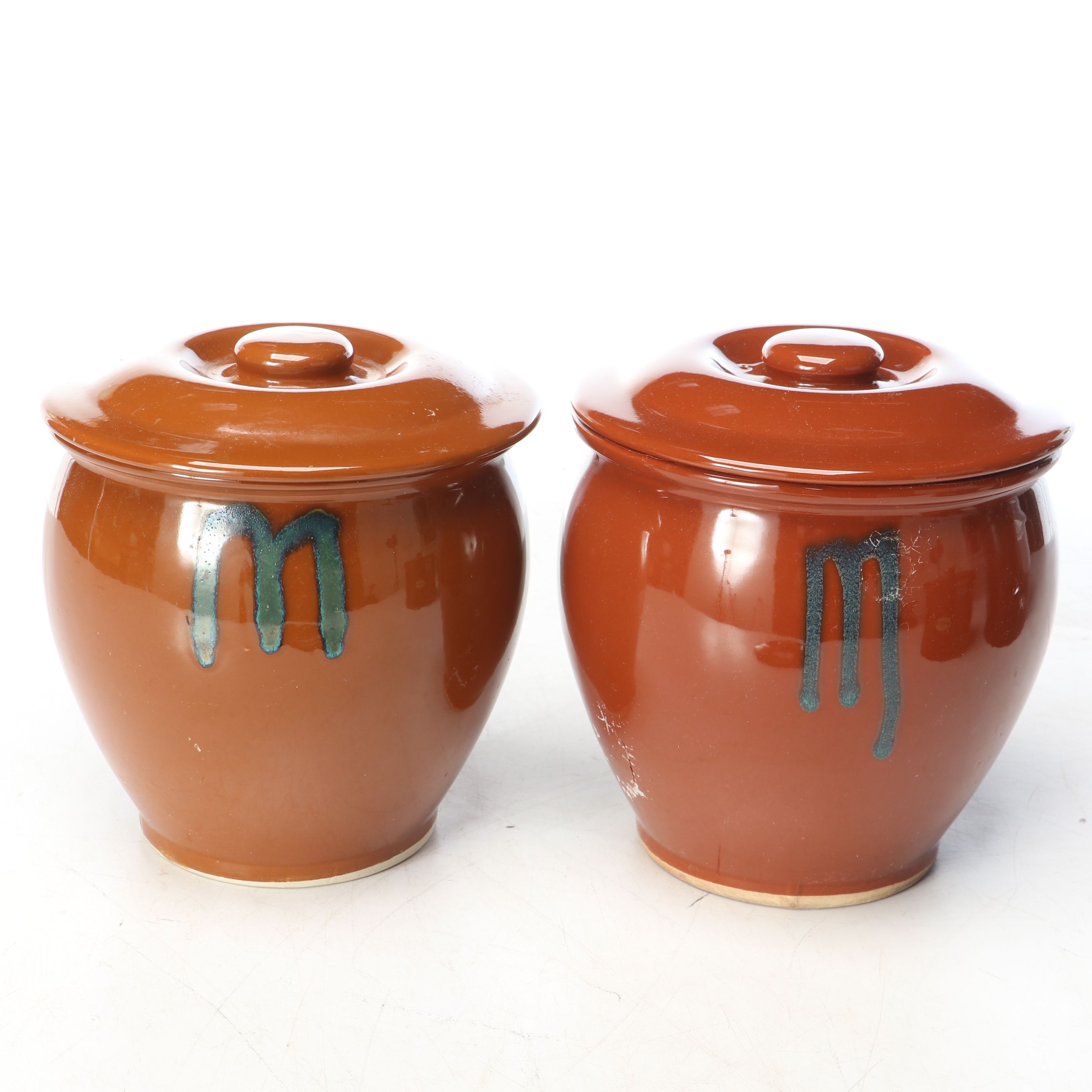 Japanese Glazed Earthenware Crocks and Sauce Jars