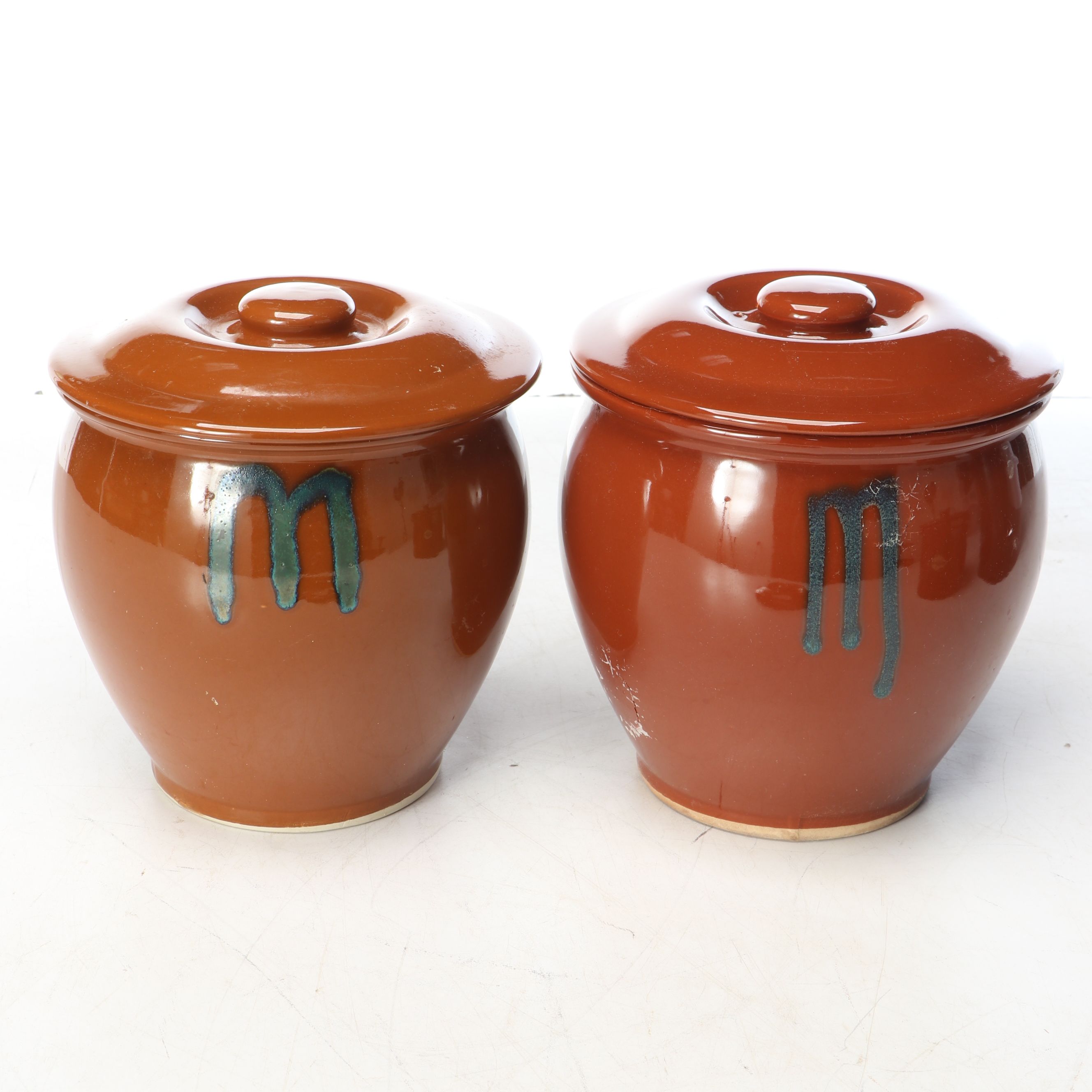 Japanese Glazed Earthenware Crocks and Sauce Jars