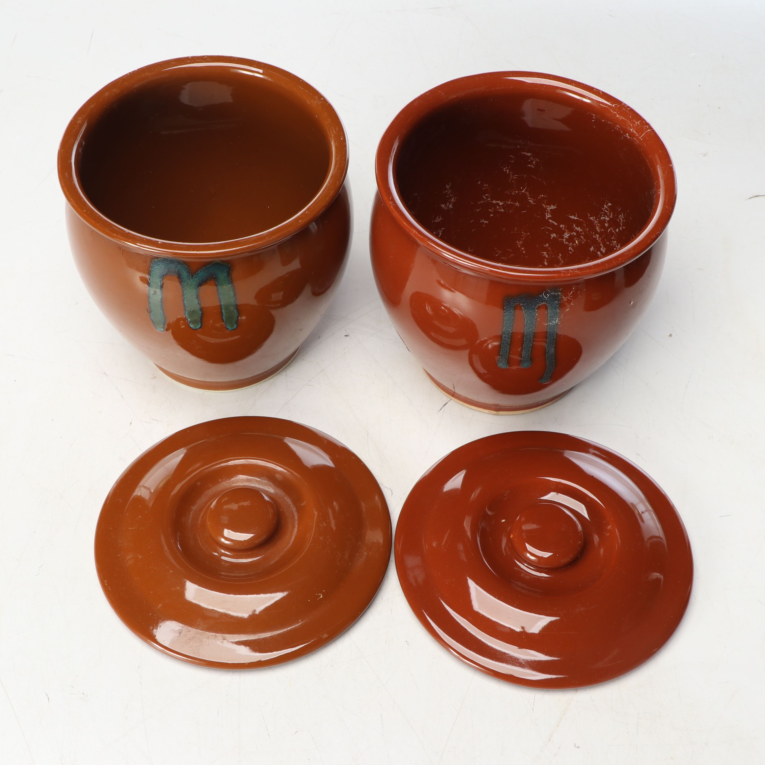 Japanese Glazed Earthenware Crocks and Sauce Jars