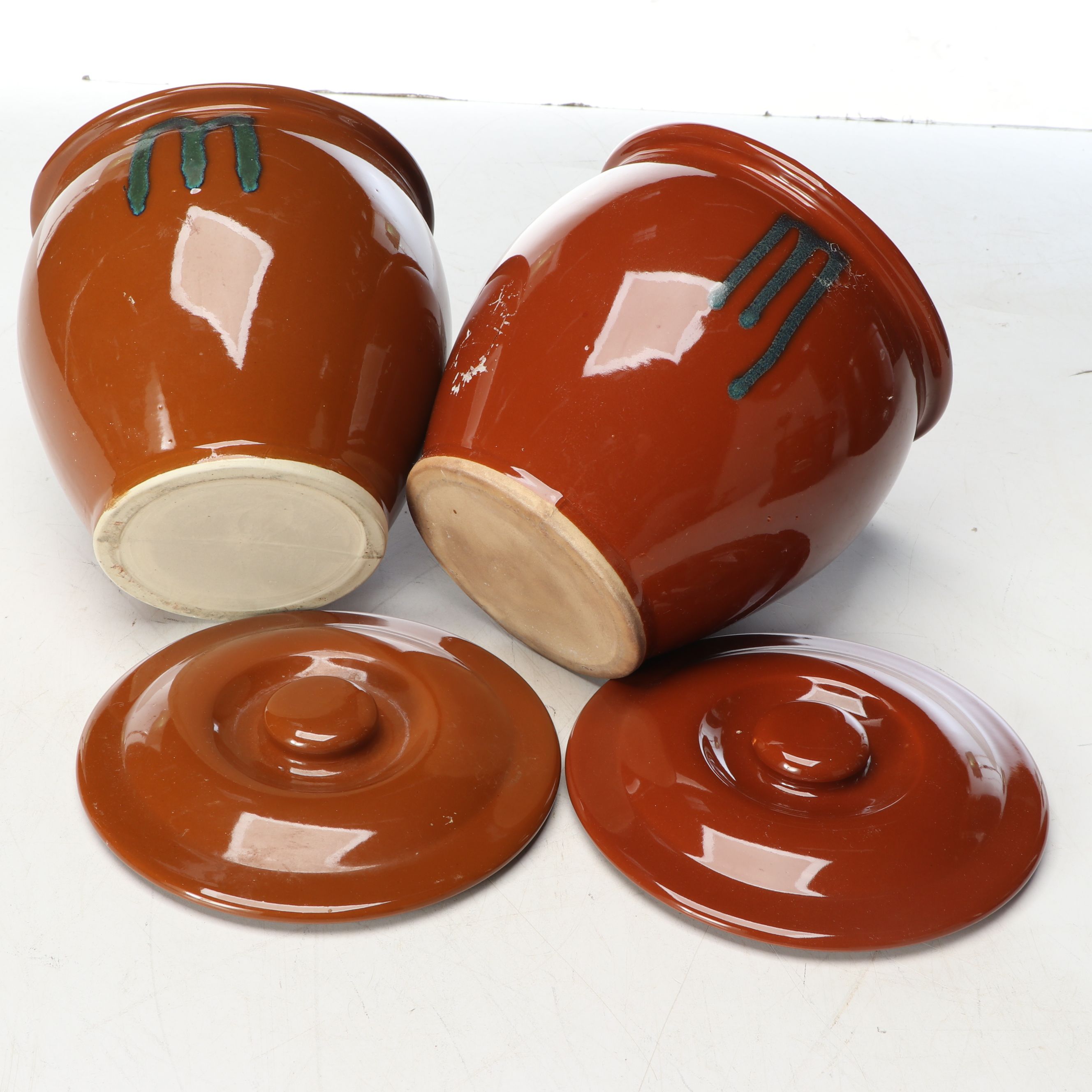 Japanese Glazed Earthenware Crocks and Sauce Jars