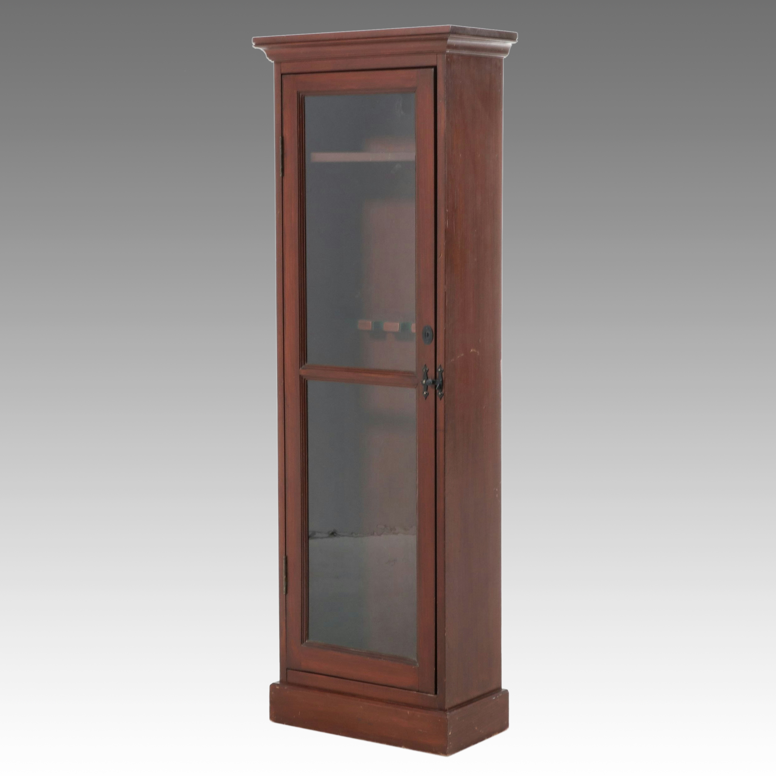 Federal Walnut Finish Pine Glass Front Gun Cabinet, 21st Century