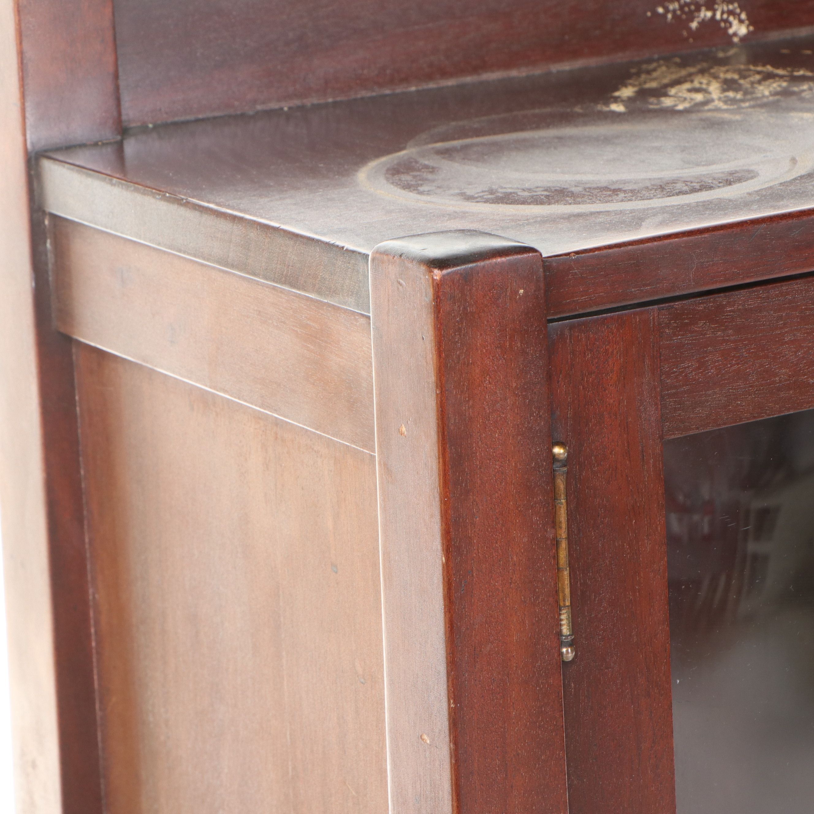 Walnut Arts and Crafts Glazed Bookcase, Early to Mid-20th Century