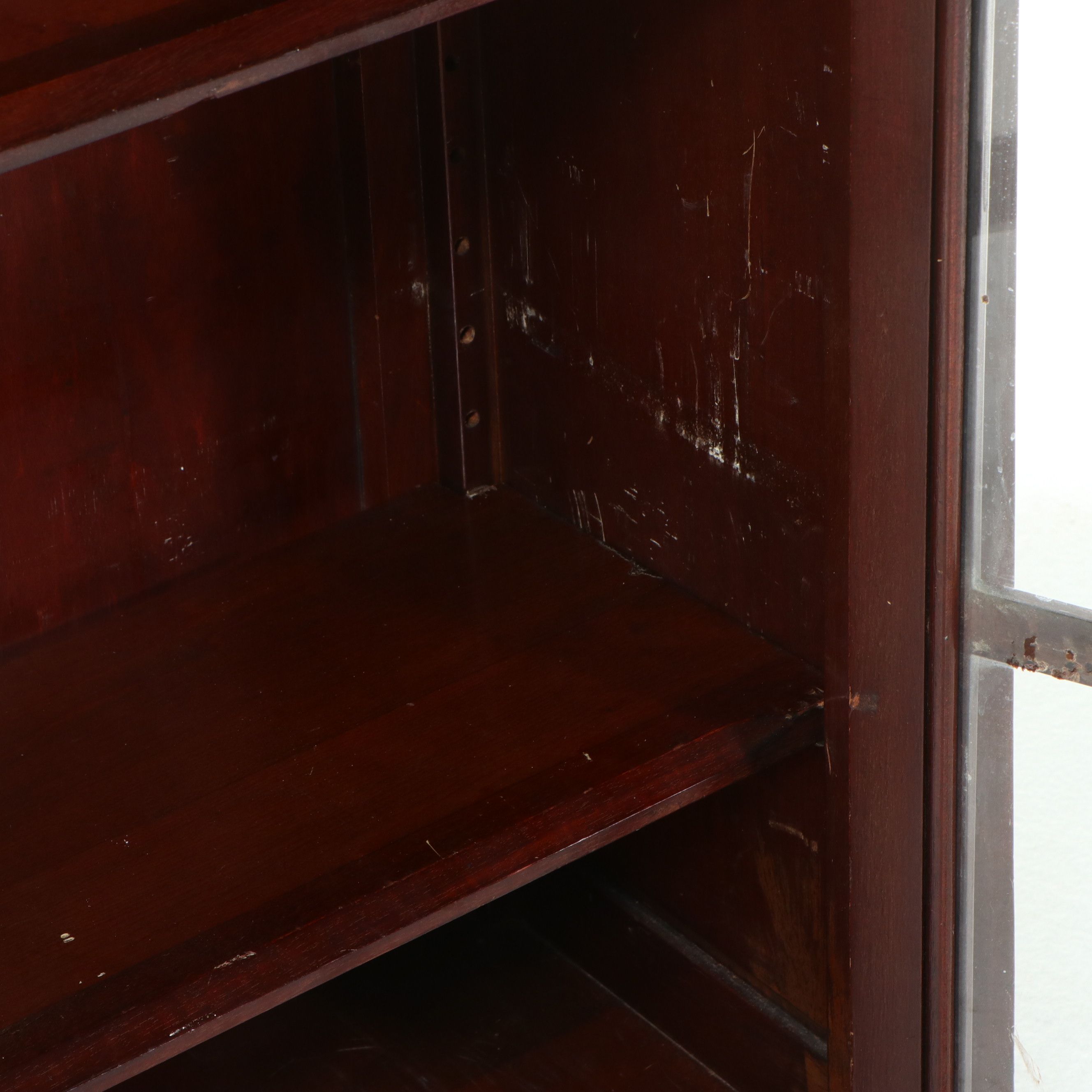 Walnut Arts and Crafts Glazed Bookcase, Early to Mid-20th Century