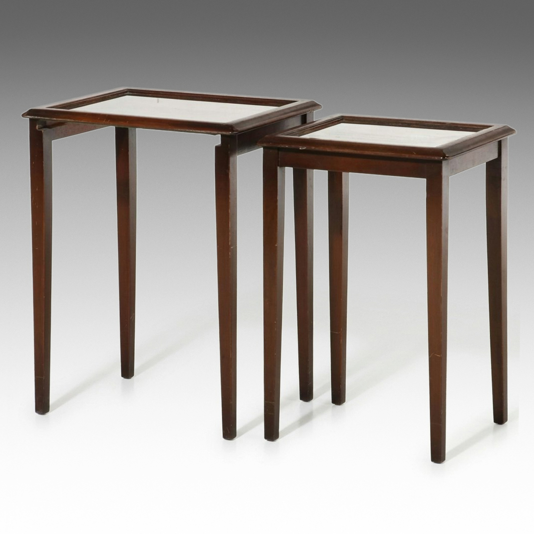 Ferguson Brothers Federal Style Mahogany and Glass Nesting Tables, Circa 1930