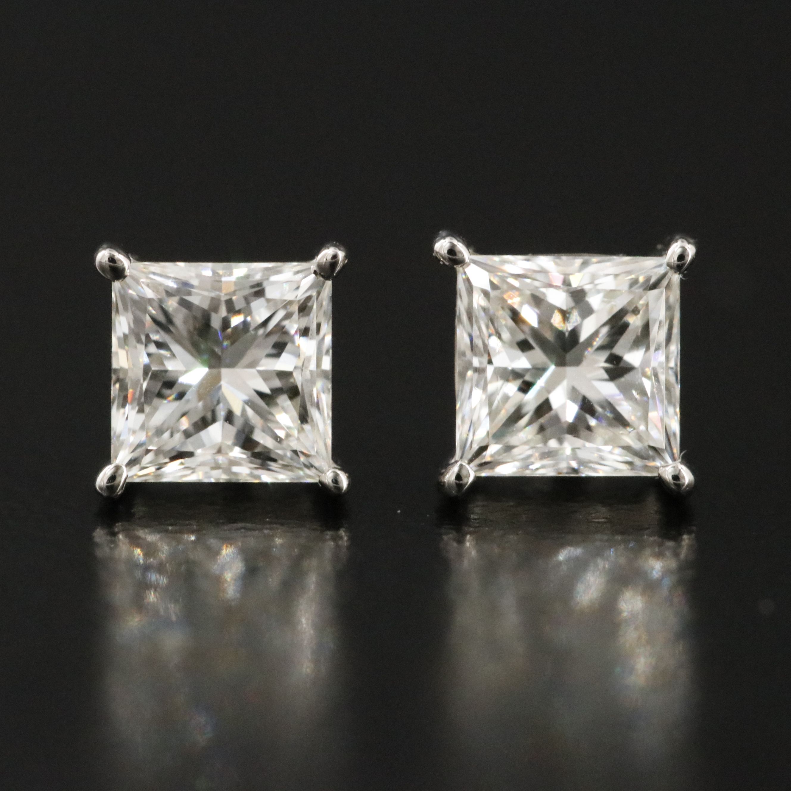 Platinum 1.00 CTW Diamond Solitaire Earrings with GIA Reports
