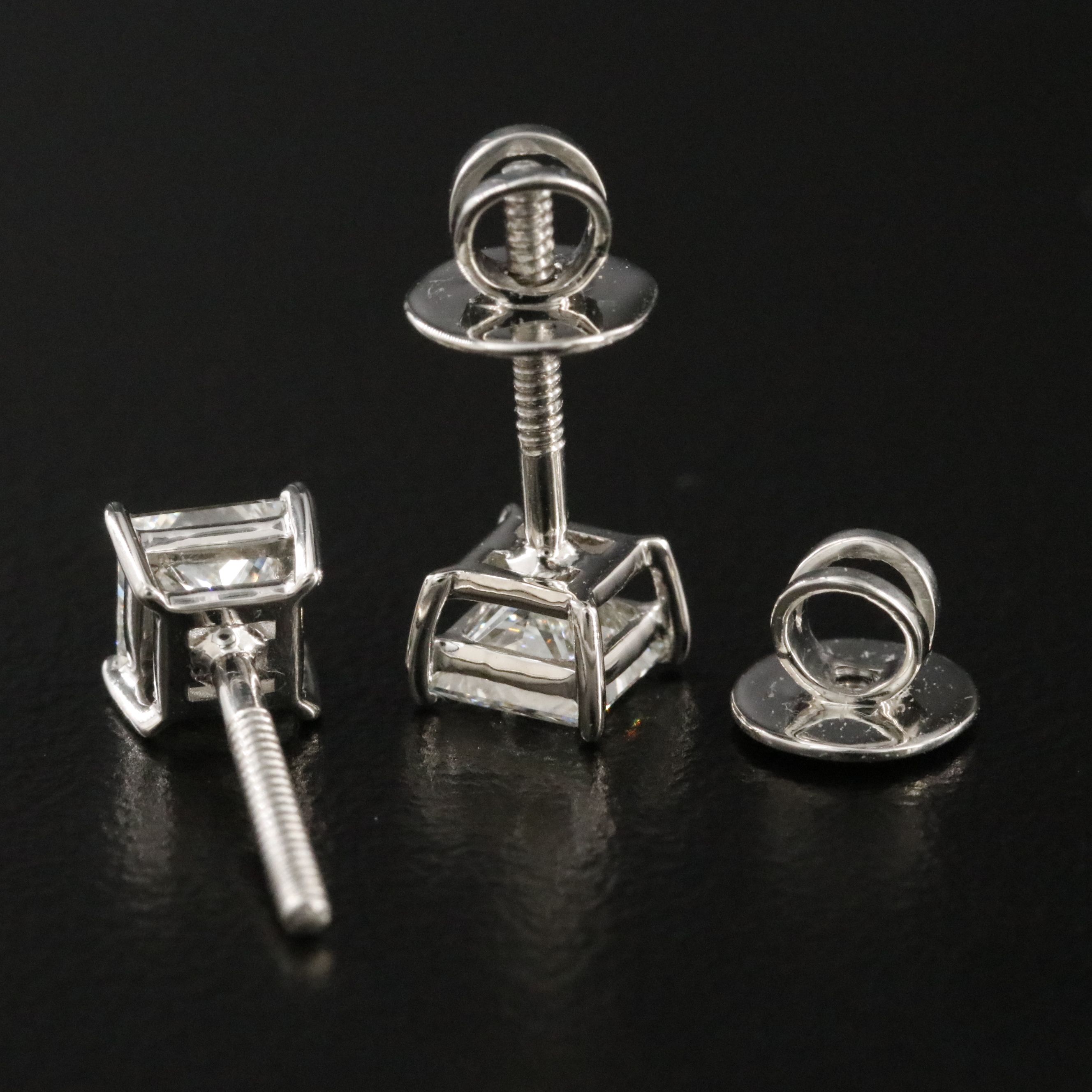 Platinum 1.00 CTW Diamond Solitaire Earrings with GIA Reports